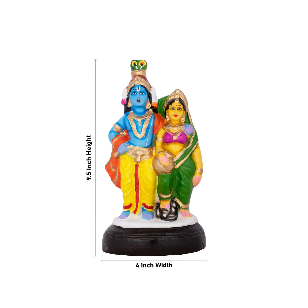 Radha Krishna Clay Golu Bommai - 9x 4 Inches | Giri Golu Doll/ Navaratri Golu Bomma/Gombe/Bommai - Image 4