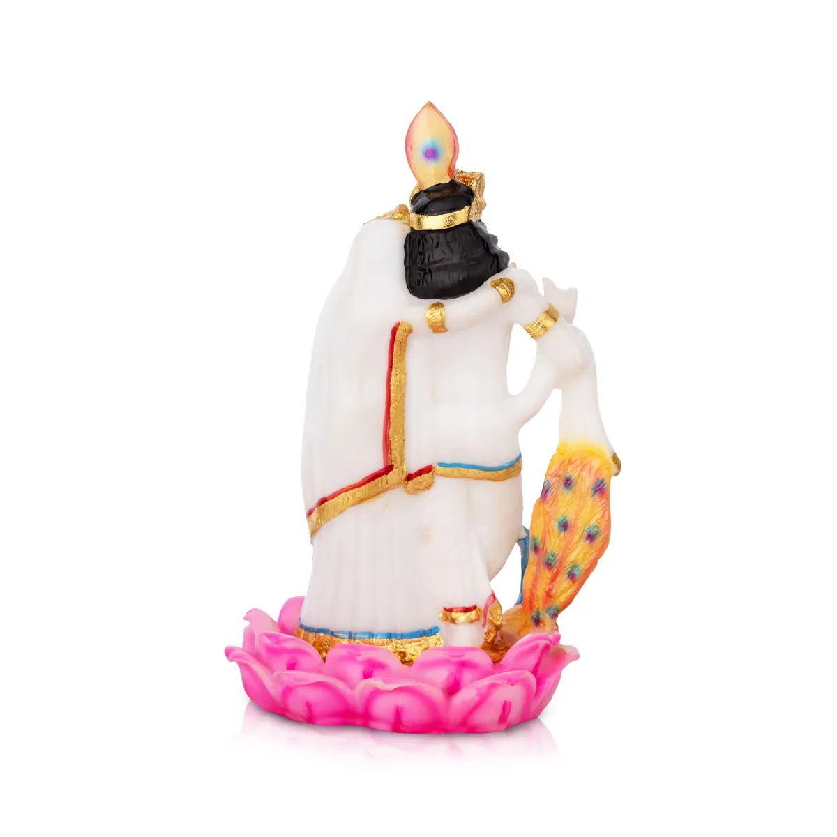 Radha Krishna Statue Standing On Lotus Base - 8 x 5 Inches | Marble Dust Murti/ Radha Krishna Murti for Pooja - Image 4