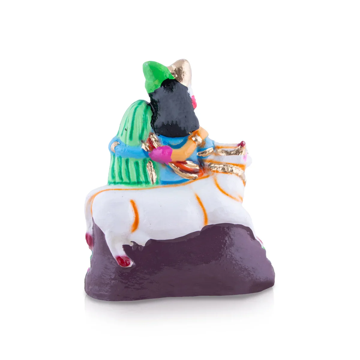 Radha Krishna with Cow Clay Golu Bommai - 10 x 8 Inches | Giri Golu Doll/ Navaratri Golu Bomma/Gombe/Bommai - Image 4