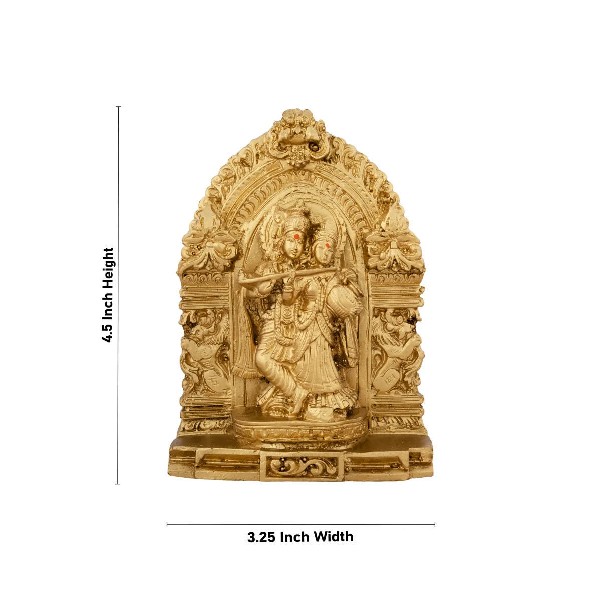 Radha Krishna Murti with Arch - 4.5 x 3.25 Inches | Resin Statue/ Gold Polish Radha Krishna Idol for Pooja - Image 5