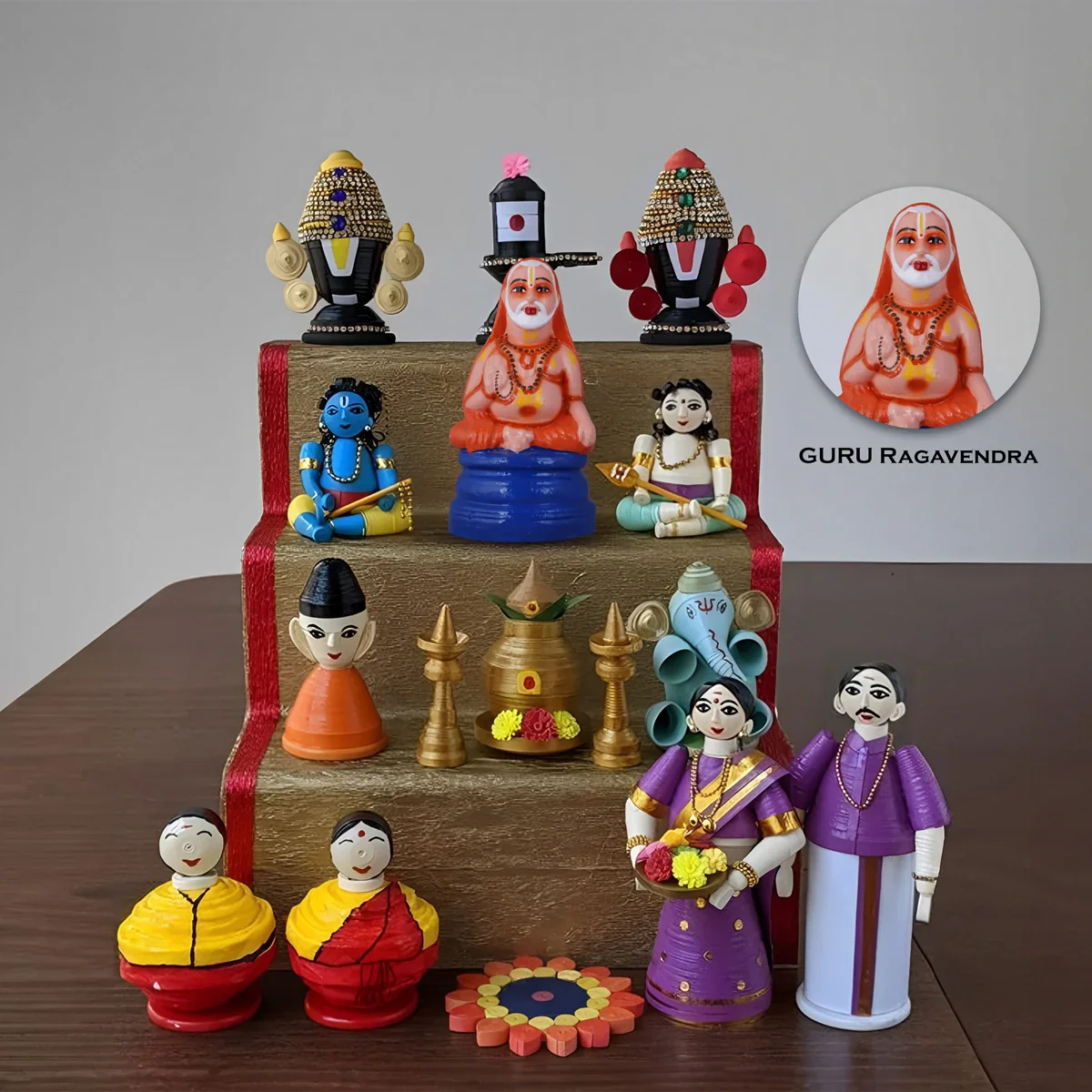 Raghavendra Clay Golu Bommai - 11 x 7.5 Inches | Giri Golu Doll/ Navaratri Golu Bomma/Gombe/Bommai - Image 5