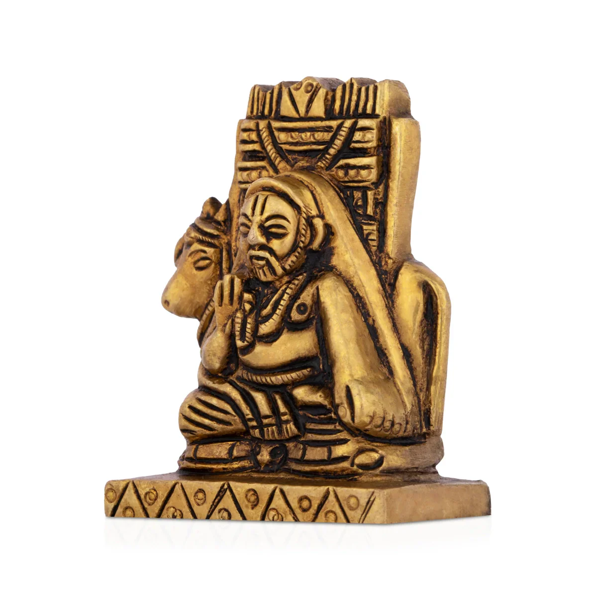 Raghavendra with Mandir - 2 x 1.75 Inches | Antique Brass Statue for Pooja/ 200 Gms Approx - Image 2