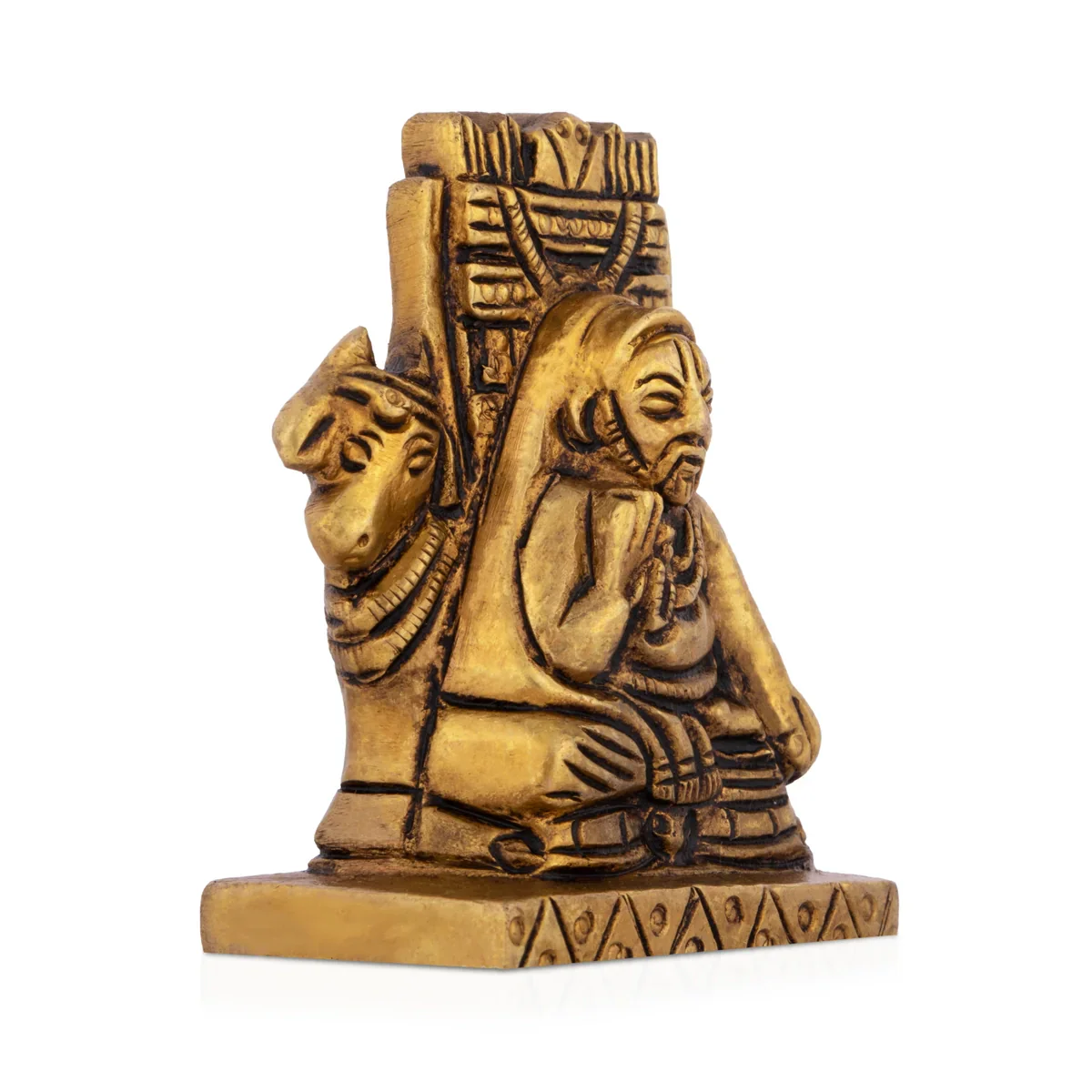 Raghavendra with Mandir - 2 x 1.75 Inches | Antique Brass Statue for Pooja/ 200 Gms Approx - Image 3