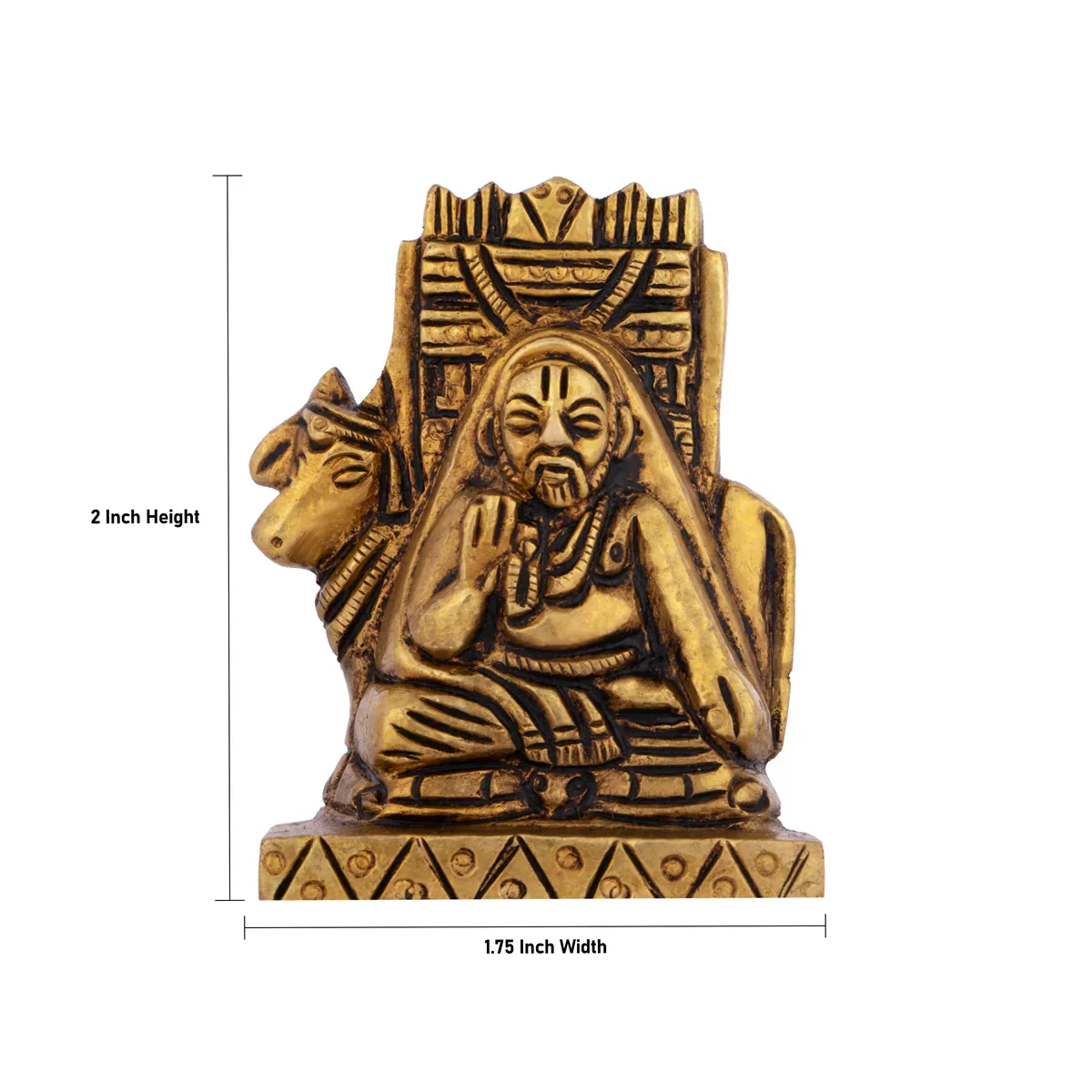 Raghavendra with Mandir - 2 x 1.75 Inches | Antique Brass Statue for Pooja/ 200 Gms Approx - Image 5