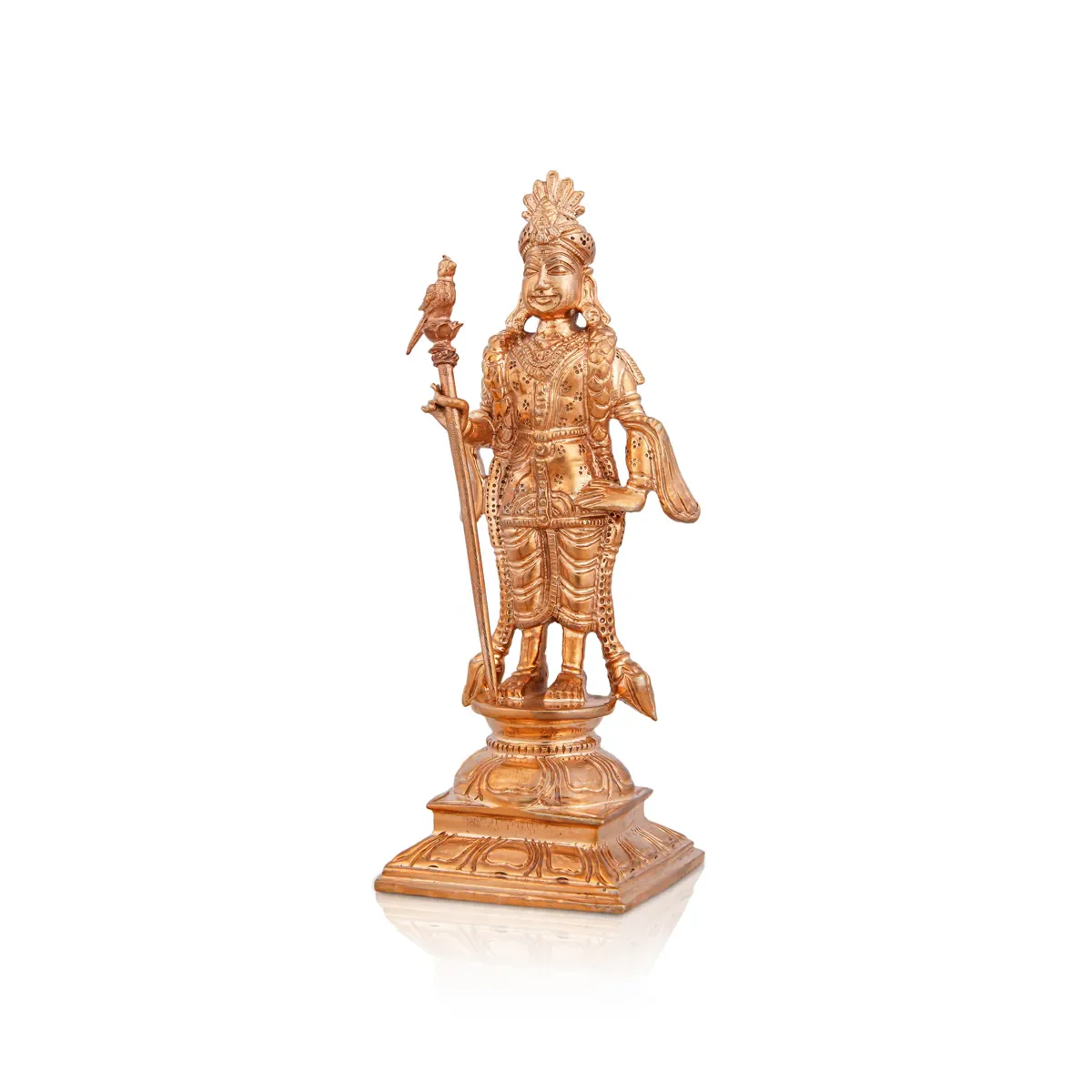 Raja Alangaram Murugan Statue Standing On Base - 6 X 2 Inches | Panchaloha Statue/ Kartikeya Statue For Pooja - Image 2