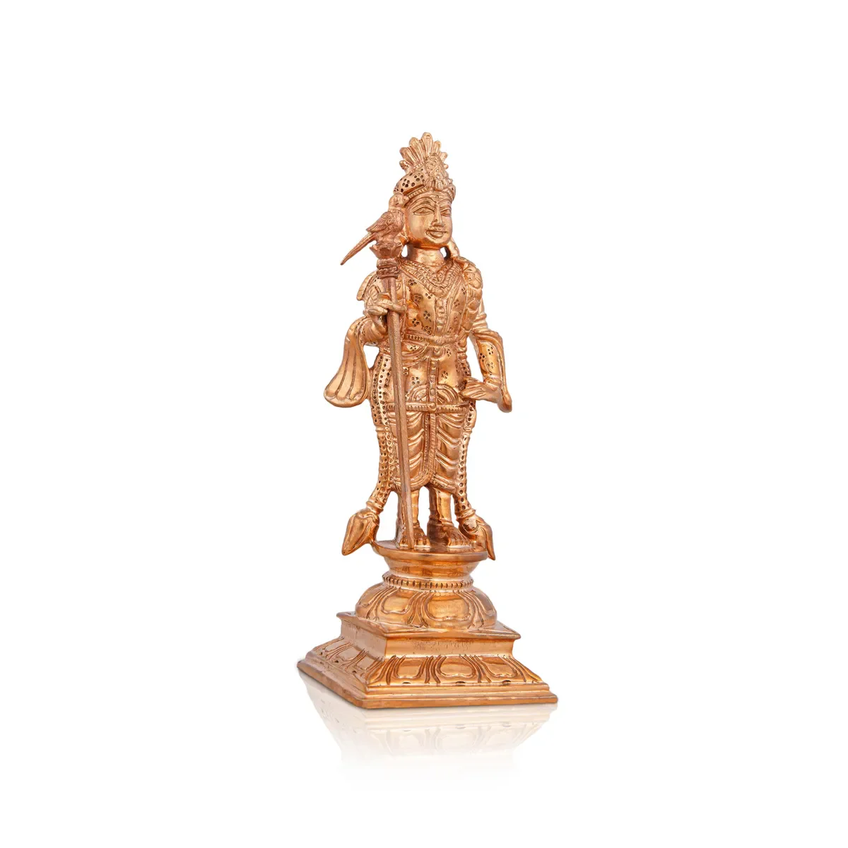 Raja Alangaram Murugan Statue Standing On Base - 6 X 2 Inches | Panchaloha Statue/ Kartikeya Statue For Pooja - Image 3