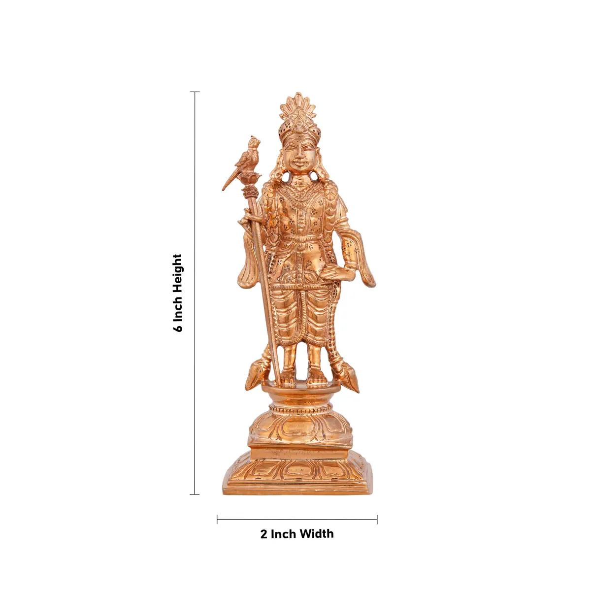 Raja Alangaram Murugan Statue Standing On Base - 6 X 2 Inches | Panchaloha Statue/ Kartikeya Statue For Pooja - Image 4