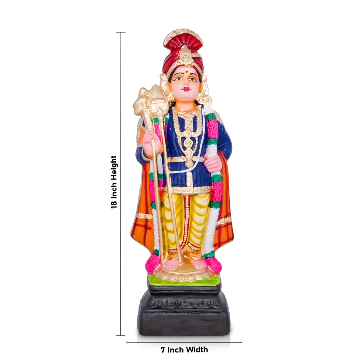 Raja Alankaram Murugan Paper Mache Golu Bommai - 18 x 7 Inches | Giri Golu Doll/ Navaratri Golu Bomma/Gombe/Bommai - Image 2