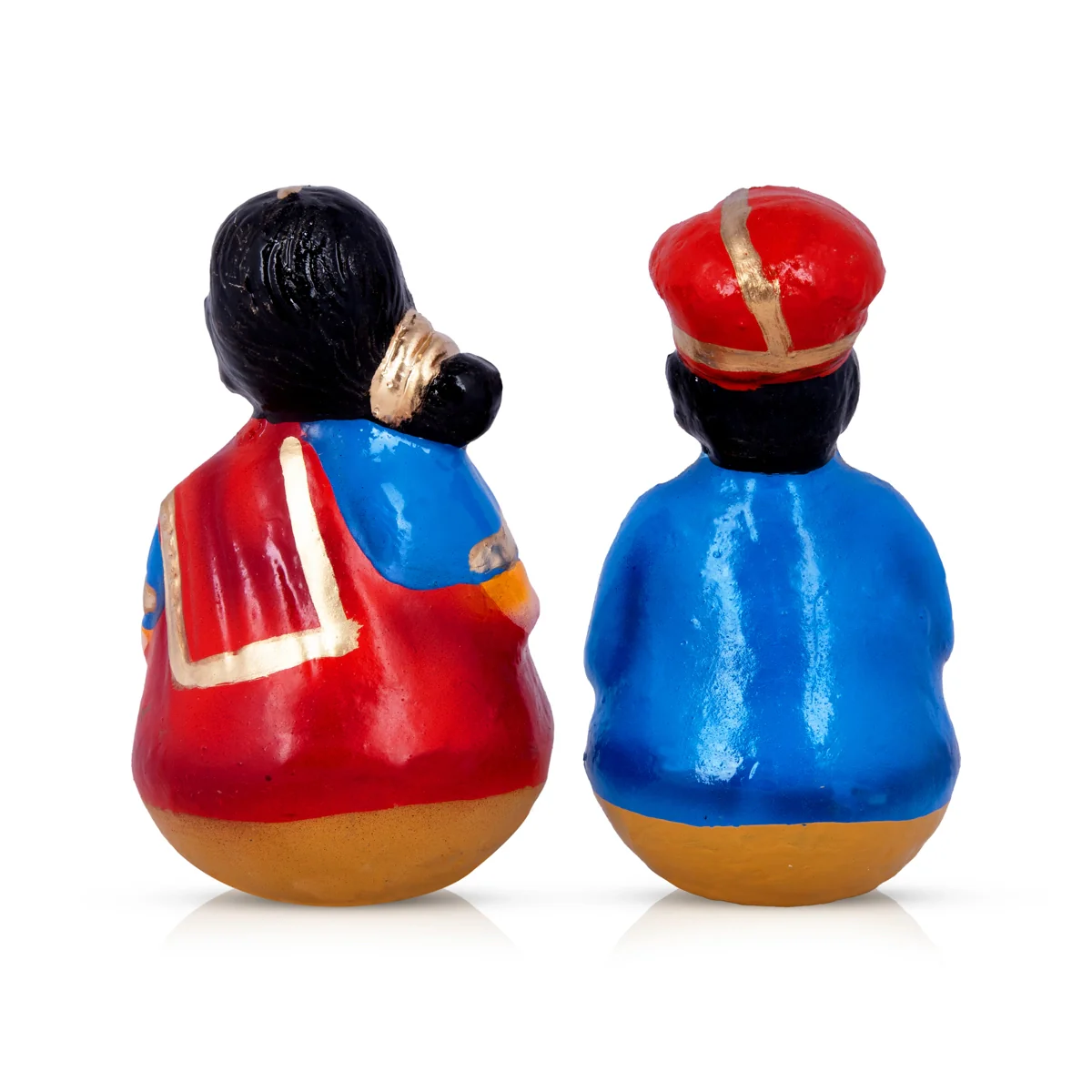 Raja Rani Clay Golu Bommai Pair - 6 x 4 Inches | Giri Golu Doll/ Navaratri Golu Bomma/Gombe/Bommai - Image 3