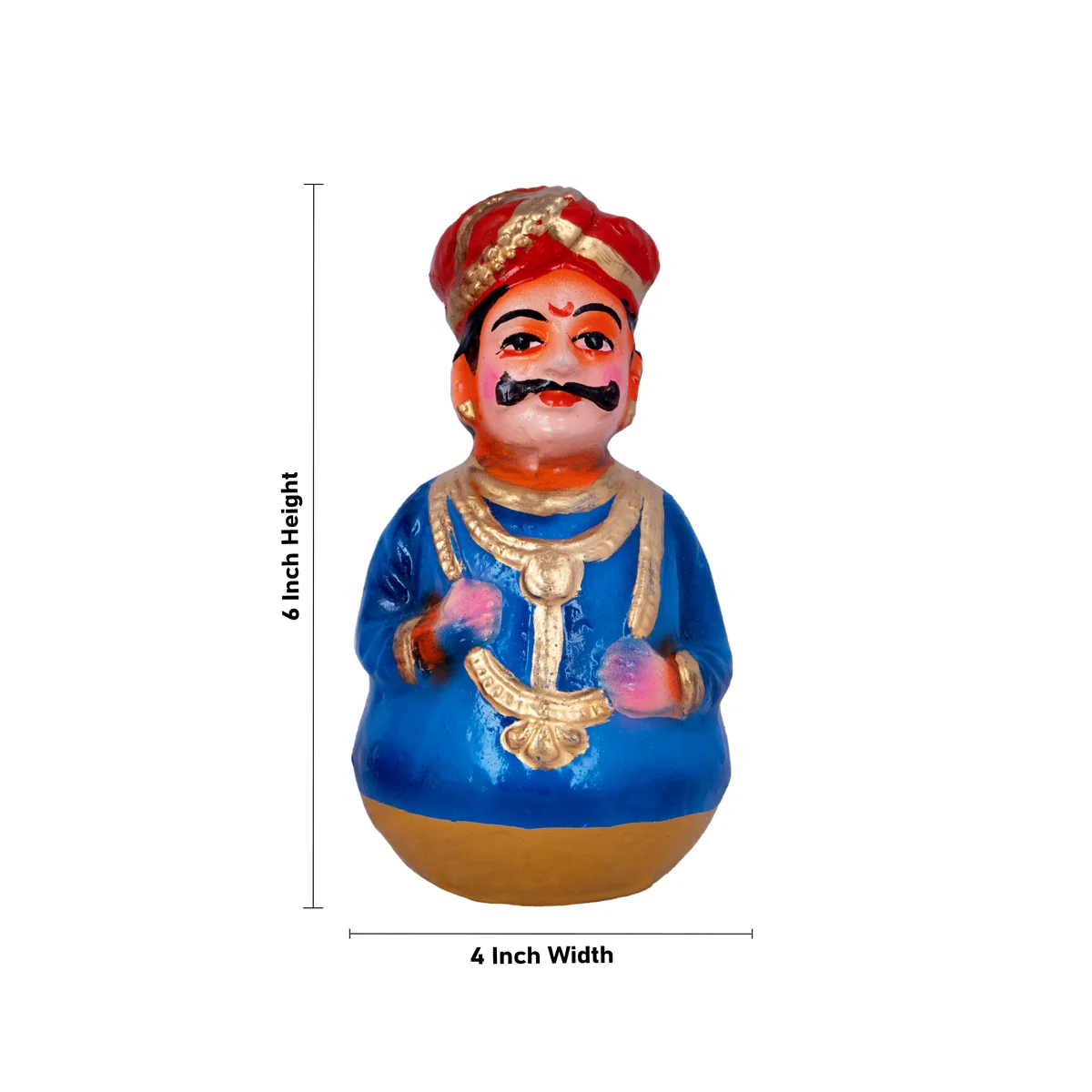 Raja Rani Clay Golu Bommai Pair - 6 x 4 Inches | Giri Golu Doll/ Navaratri Golu Bomma/Gombe/Bommai - Image 5