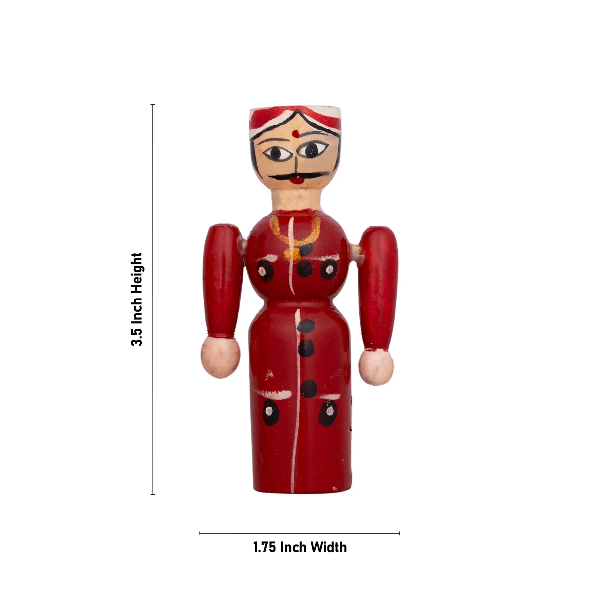Raja Rani Pair - 3.5 X 1.75 Inches | Kondapalli Toy/ Wood Sculpture/ Kolu Bommai For Table Decor And Gifting - Image 5