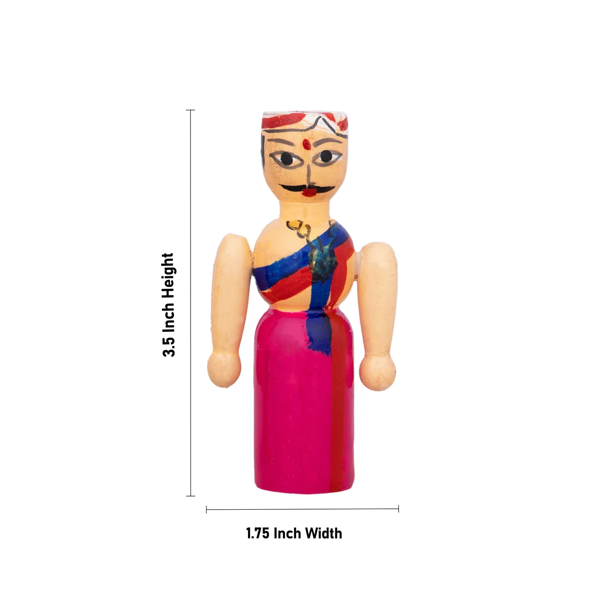 Raja Rani Pair - 3.5 X 1.75 Inches | Kondapalli Toy/ Wood Sculpture/ Kolu Bommai For Table Decor And Gifting - Image 6