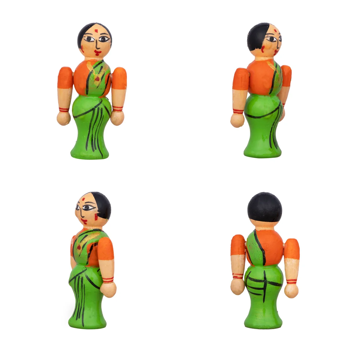 Raja Rani Pair - 3.5 X 1.75 Inches | Kondapalli Toy/ Wood Sculpture/ Kolu Bommai For Table Decor And Gifting - Image 8
