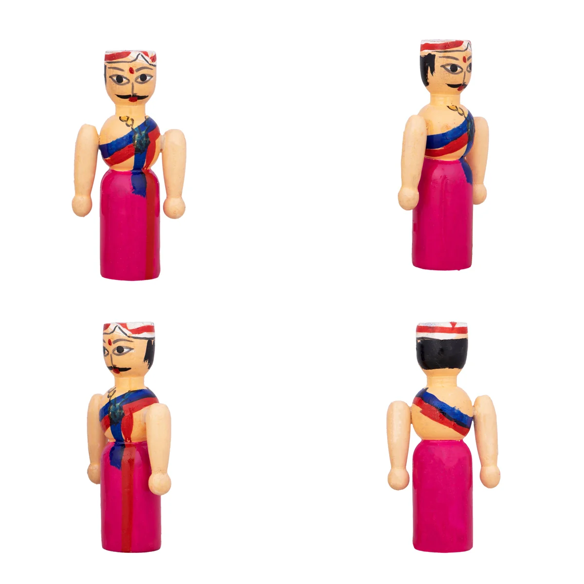 Raja Rani Pair - 3.5 X 1.75 Inches | Kondapalli Toy/ Wood Sculpture/ Kolu Bommai For Table Decor And Gifting - Image 9