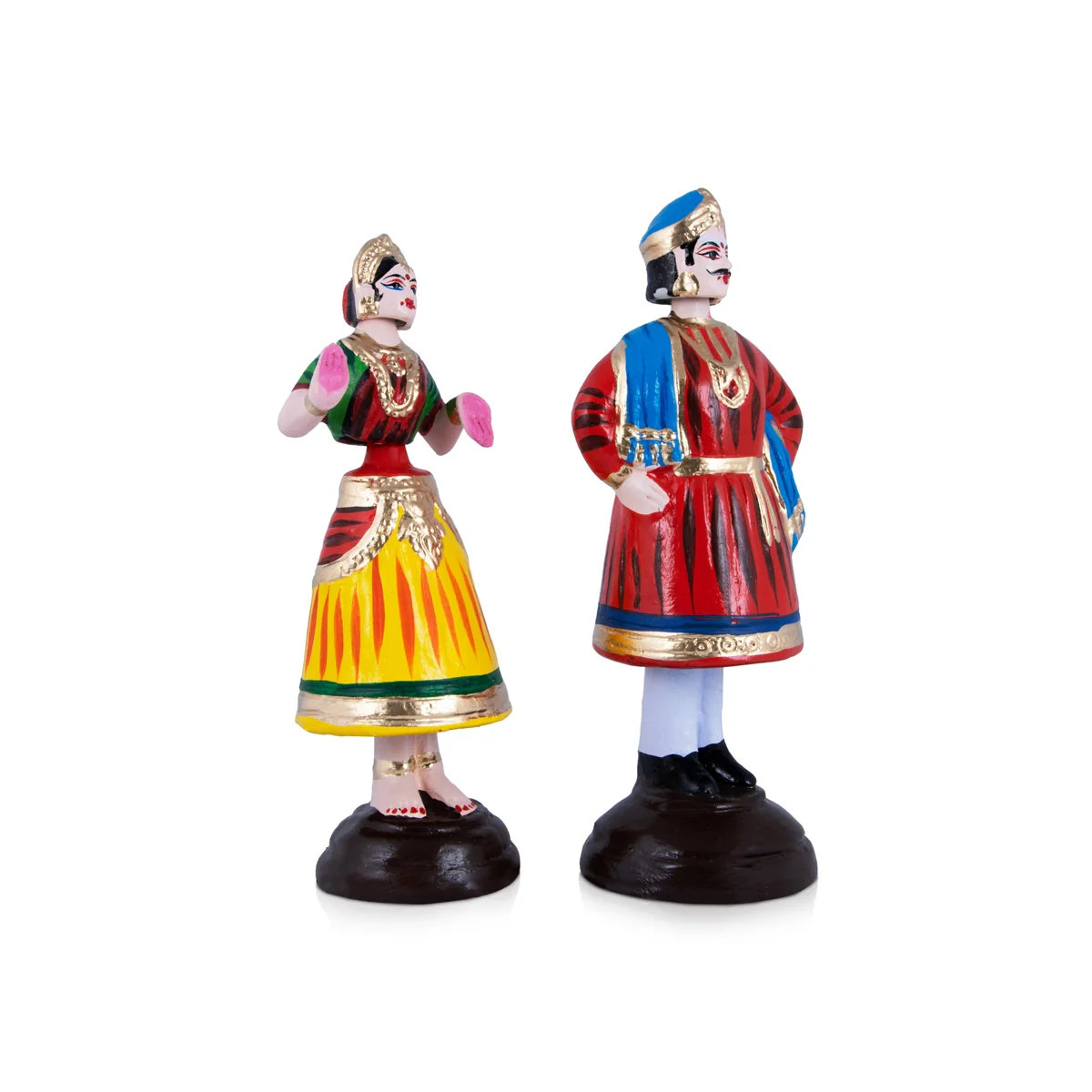 Raja Rani Paper Mache Golu Bommai Pair - 11 x 4 Inches | Giri Golu Doll/ Navaratri Golu Bomma/Gombe/Bommai - Image 2