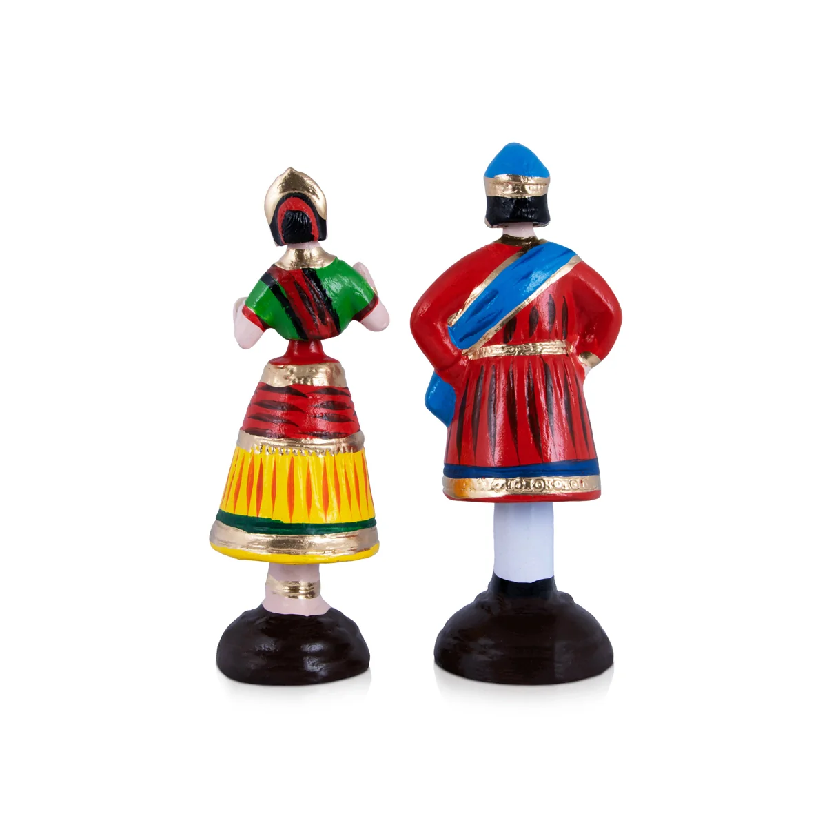 Raja Rani Paper Mache Golu Bommai Pair - 11 x 4 Inches | Giri Golu Doll/ Navaratri Golu Bomma/Gombe/Bommai - Image 4