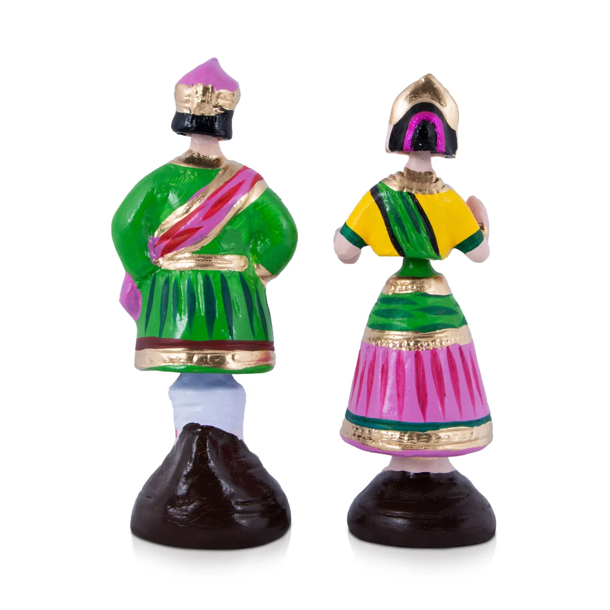 Raja Rani Paper Mache Golu Bommai Pair - 9 x 3.5 Inches | Giri Golu Doll/ Navaratri Golu Bomma/Gombe/Bommai - Image 5
