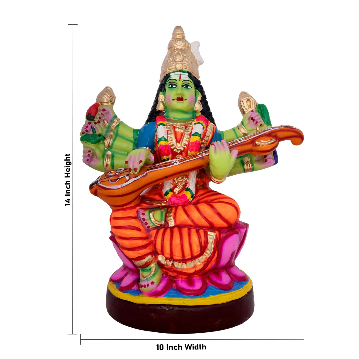 Raja Shyamala Devi Paper Mache Golu Bommai - 14 x 10 Inches | Giri Golu Doll/ Navaratri Golu Bomma/Gombe/Bommai - Image 2