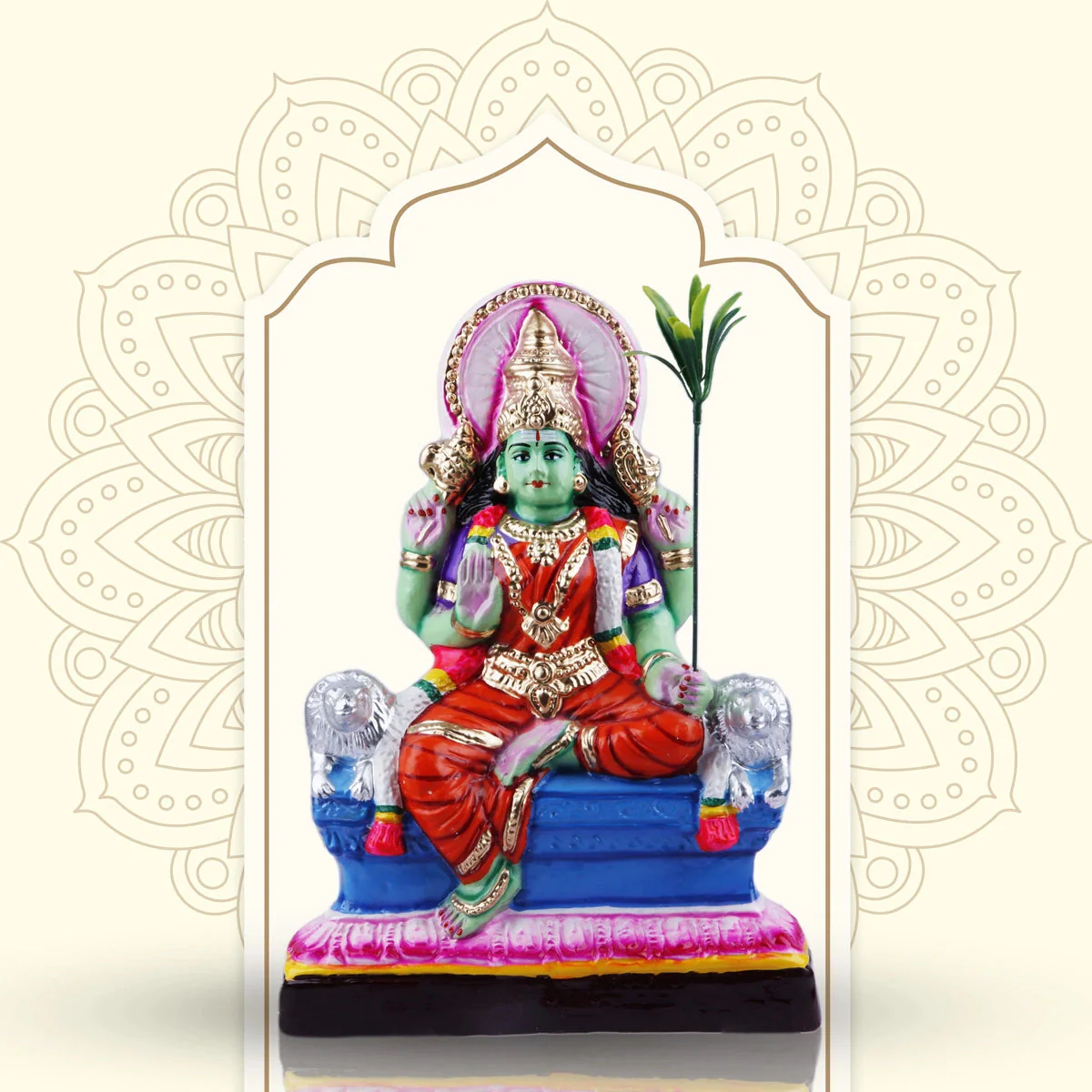 Rajeshwari Devi Paper Mache Golu Bommai - 14 X 10 Inches | Navaratri Gombe/ Giri Golu Doll/ Navratri Decor - Image 6
