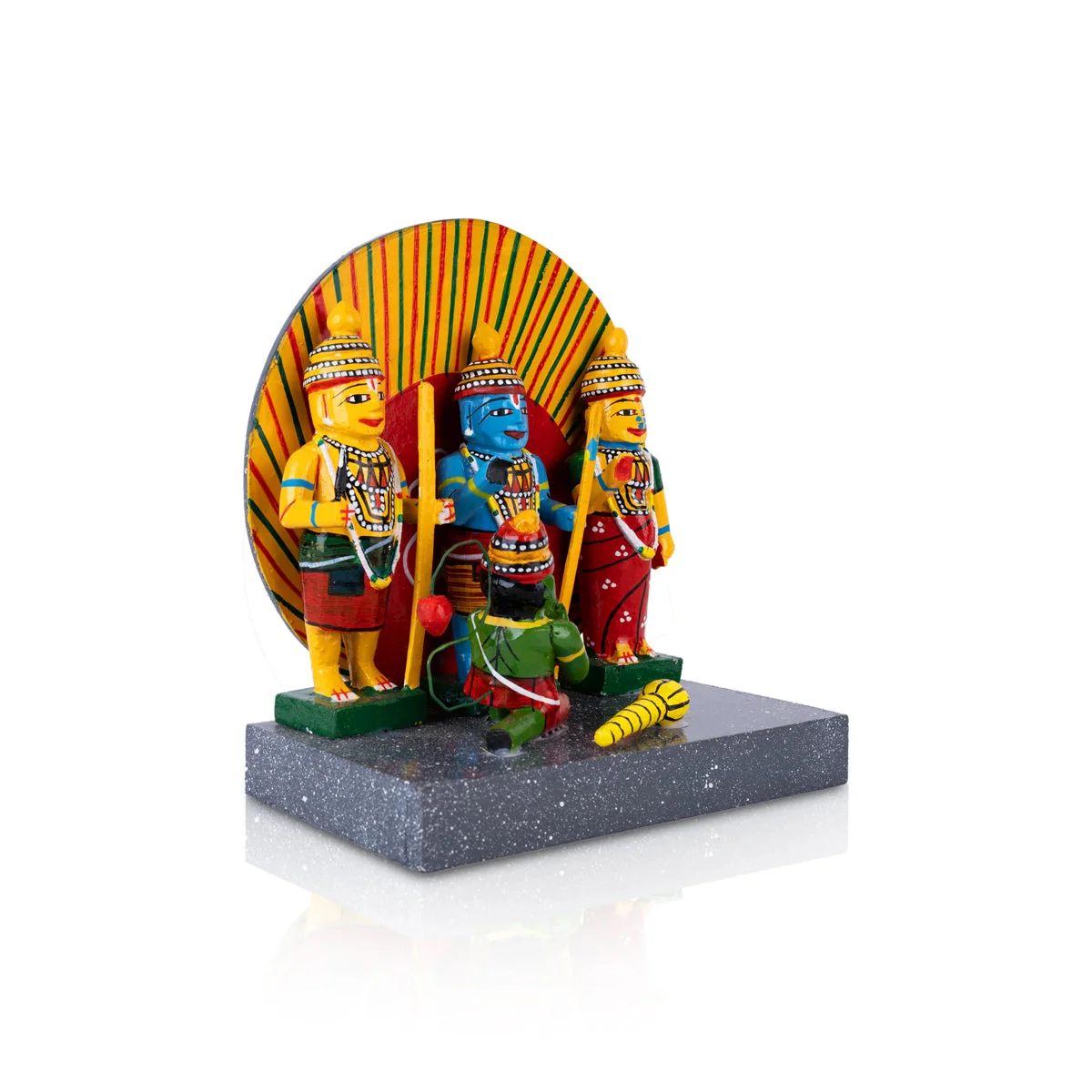 Ram Darbar Kondapalli Toy - 7.75 X 7 Inches | Rama Handmade Showpiece/ Wooden Statue For Home Decor & Gifting - Image 2