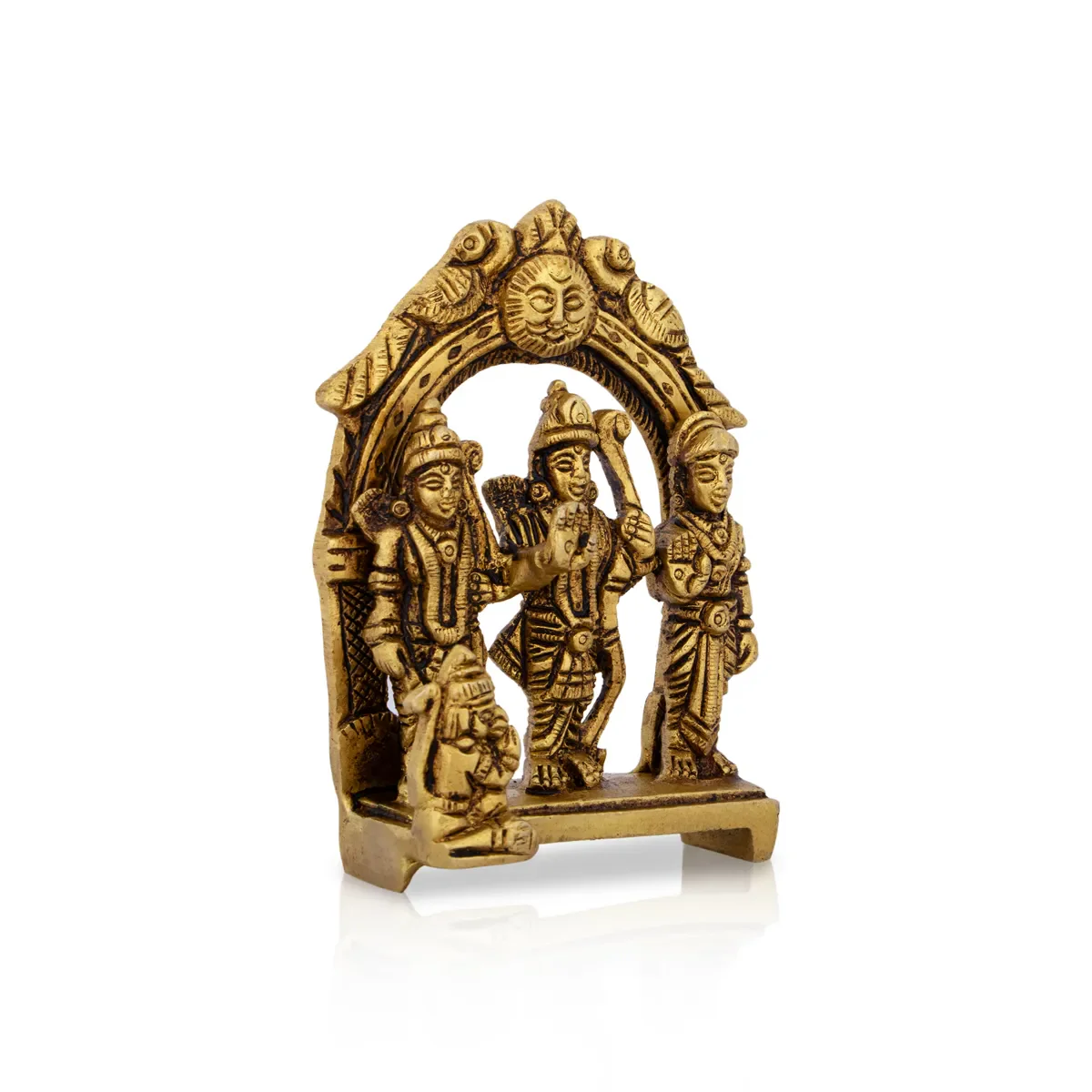 Ram Darbar Murti With Arch - 3.75 x 2.5 Inches | Ram Darbar Idol/ Antique Brass Idol for Pooja - Image 2