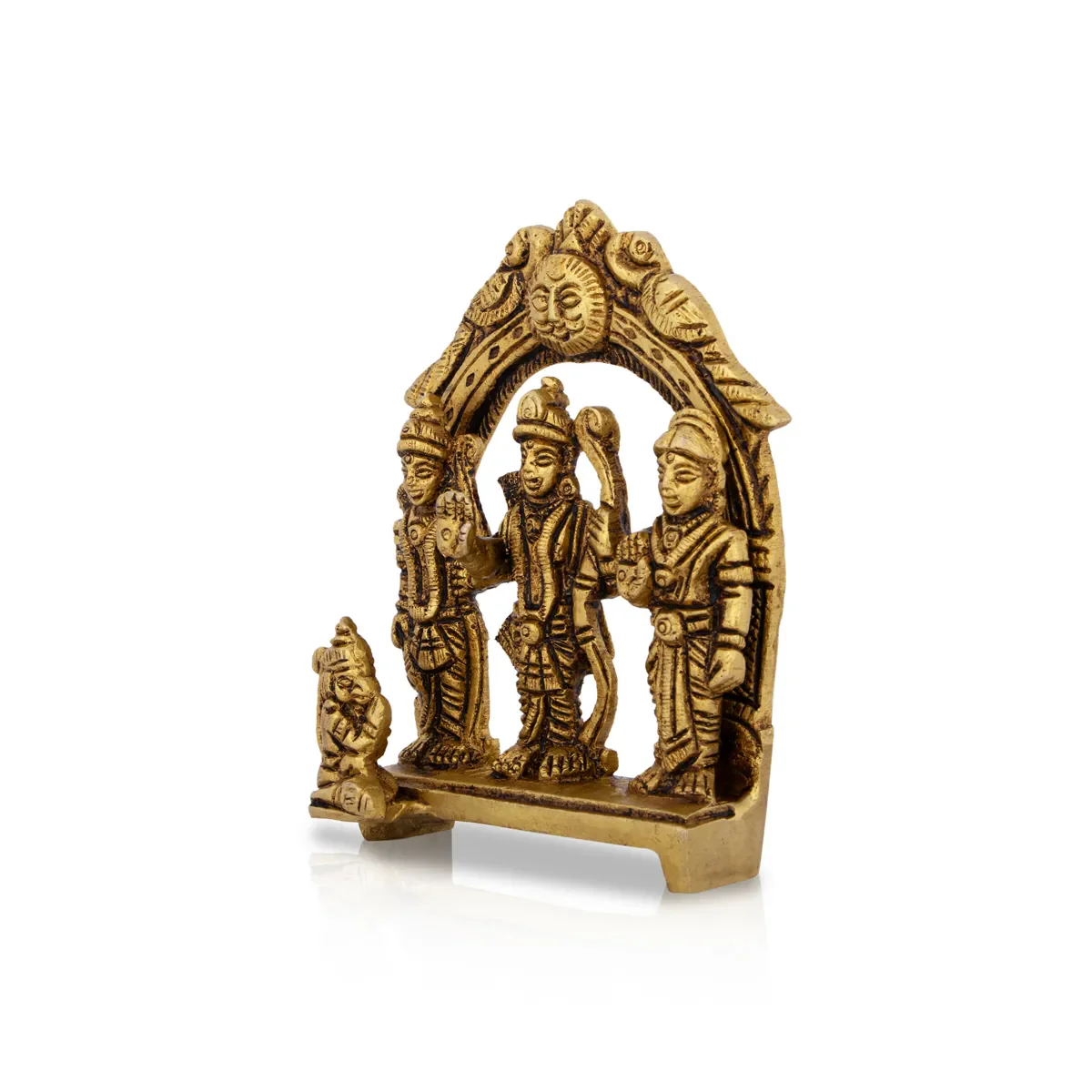 Ram Darbar Murti With Arch - 3.75 x 2.5 Inches | Ram Darbar Idol/ Antique Brass Idol for Pooja - Image 3