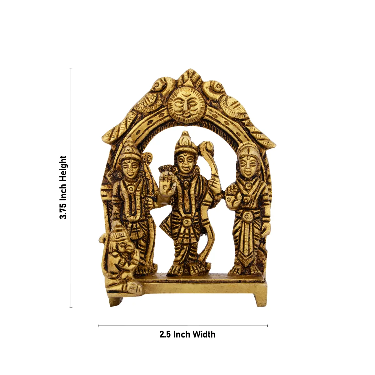 Ram Darbar Murti With Arch - 3.75 x 2.5 Inches | Ram Darbar Idol/ Antique Brass Idol for Pooja - Image 5