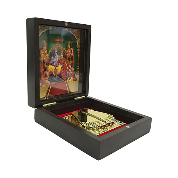 Ram Darbar Murti Design Pooja Box - 1.5 X 4.5 X 4 Inches | Puja Box/ Charan Paduka Box For Pooja And Gifting - Image 3