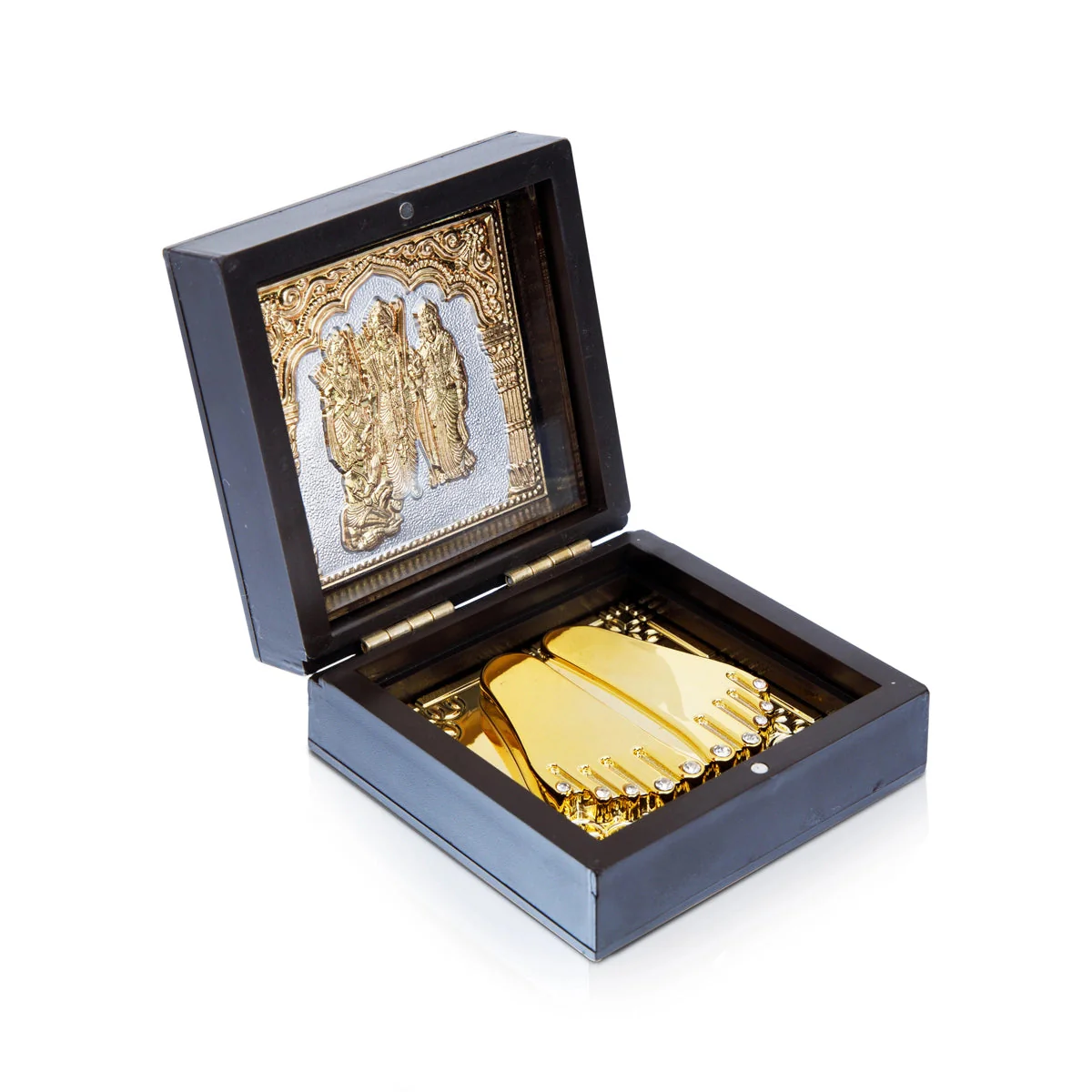 Ram Darbar Murti Design Pooja Box - 4 X 3 X 3 Inches | Puja Box/ Charan Paduka Box For Pooja And Gifting - Image 2