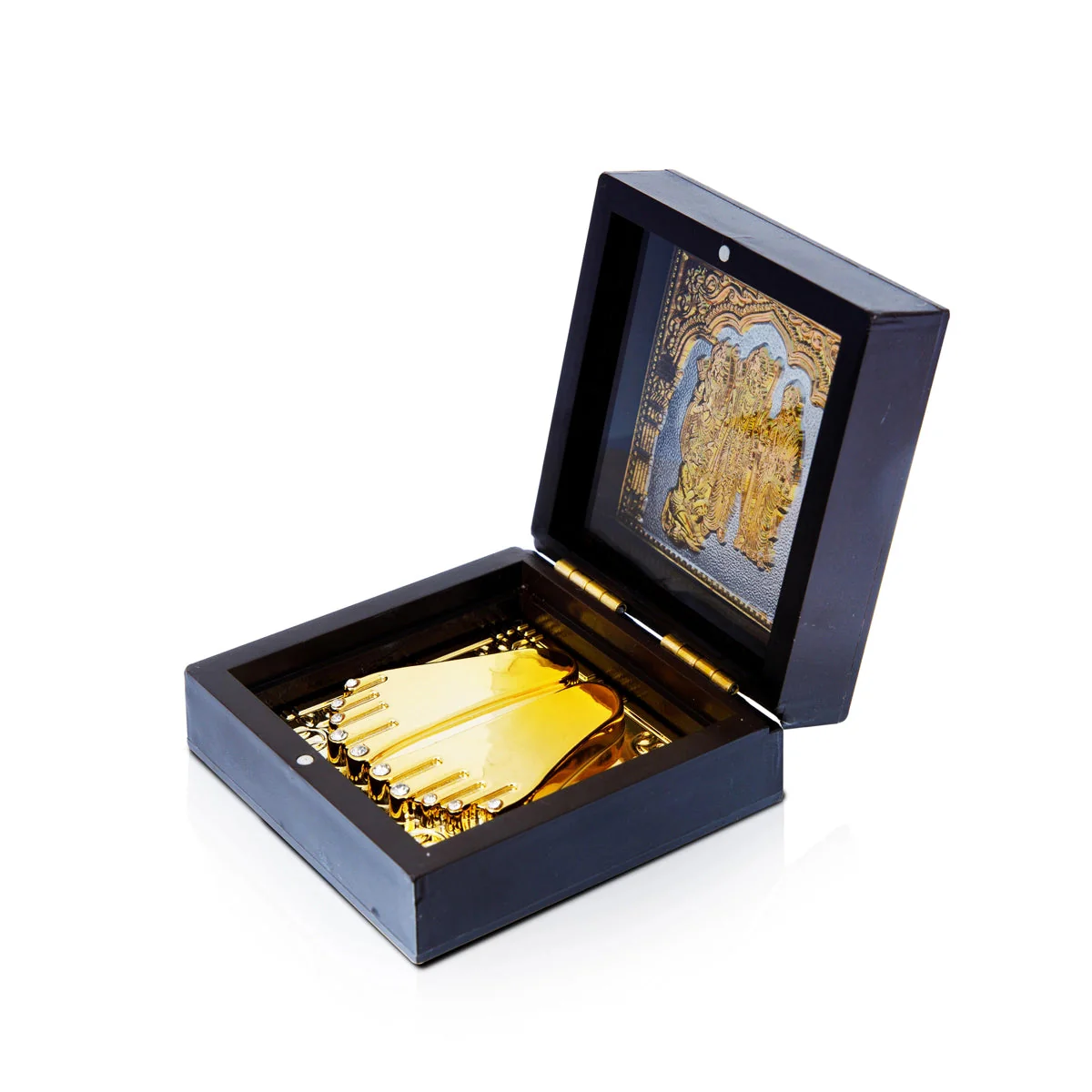 Ram Darbar Murti Design Pooja Box - 4 X 3 X 3 Inches | Puja Box/ Charan Paduka Box For Pooja And Gifting - Image 3