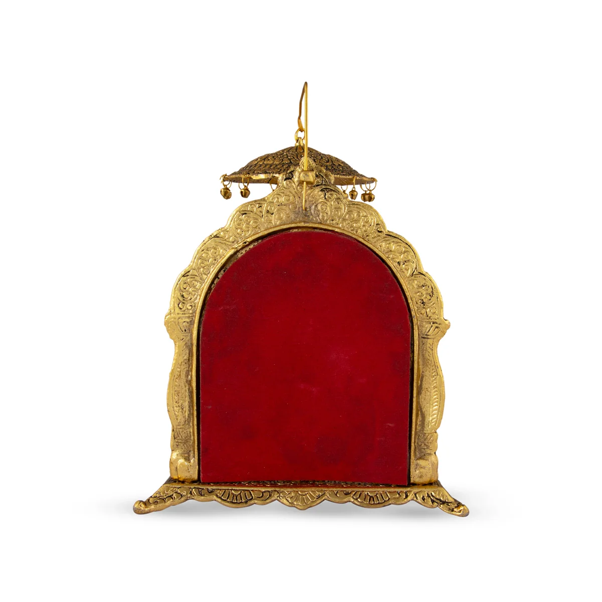 Ram Darbar Murti With Arch - 12 x 8 Inches | Aluminium/ Gold Polish Ram Darbar Idol With Umbrella for Pooja - Image 5