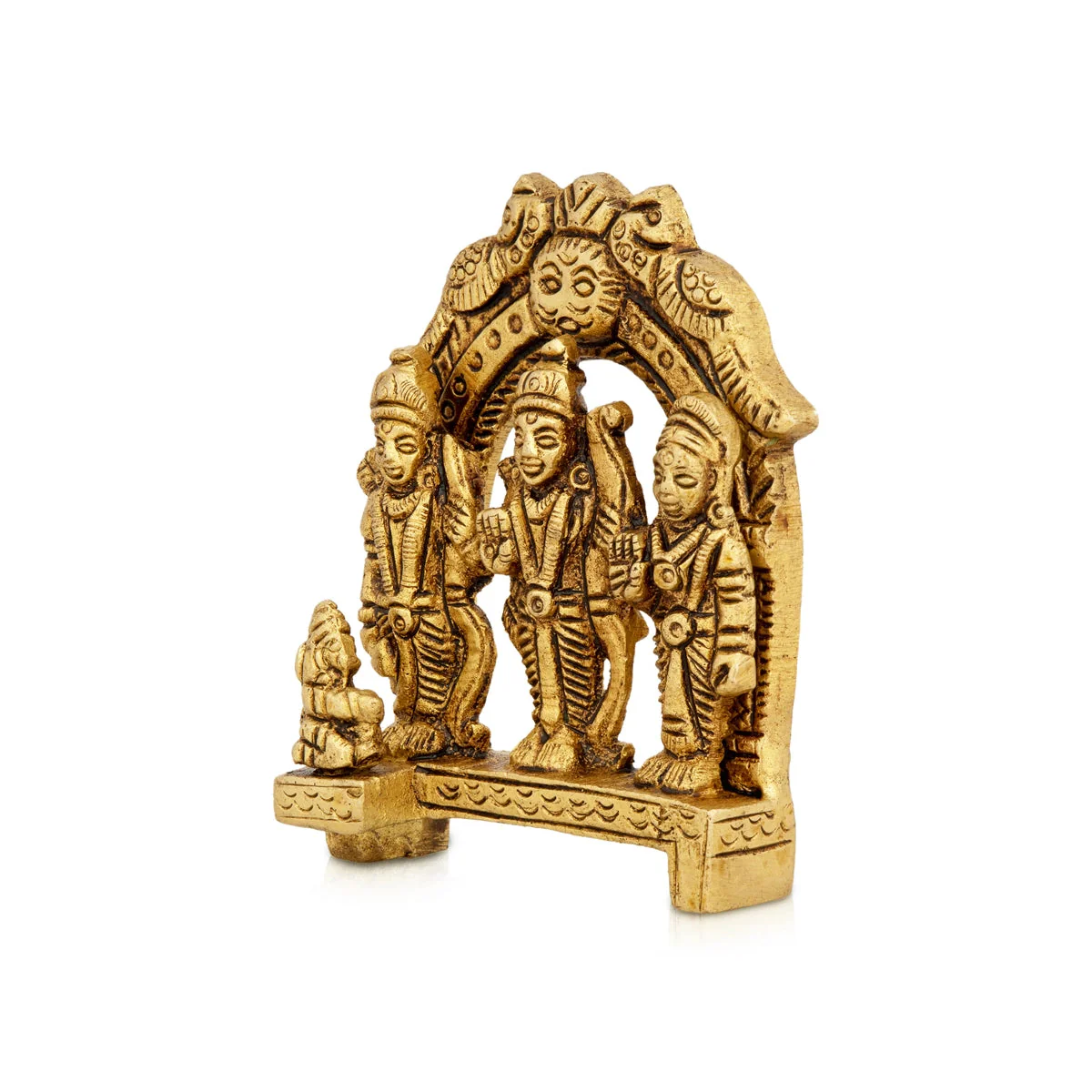 Ram Darbar Murti With Arch - 3 X 2.25 Inches | Ram Darbar Idol/ Antique Brass Idol For Pooja Room - Image 2