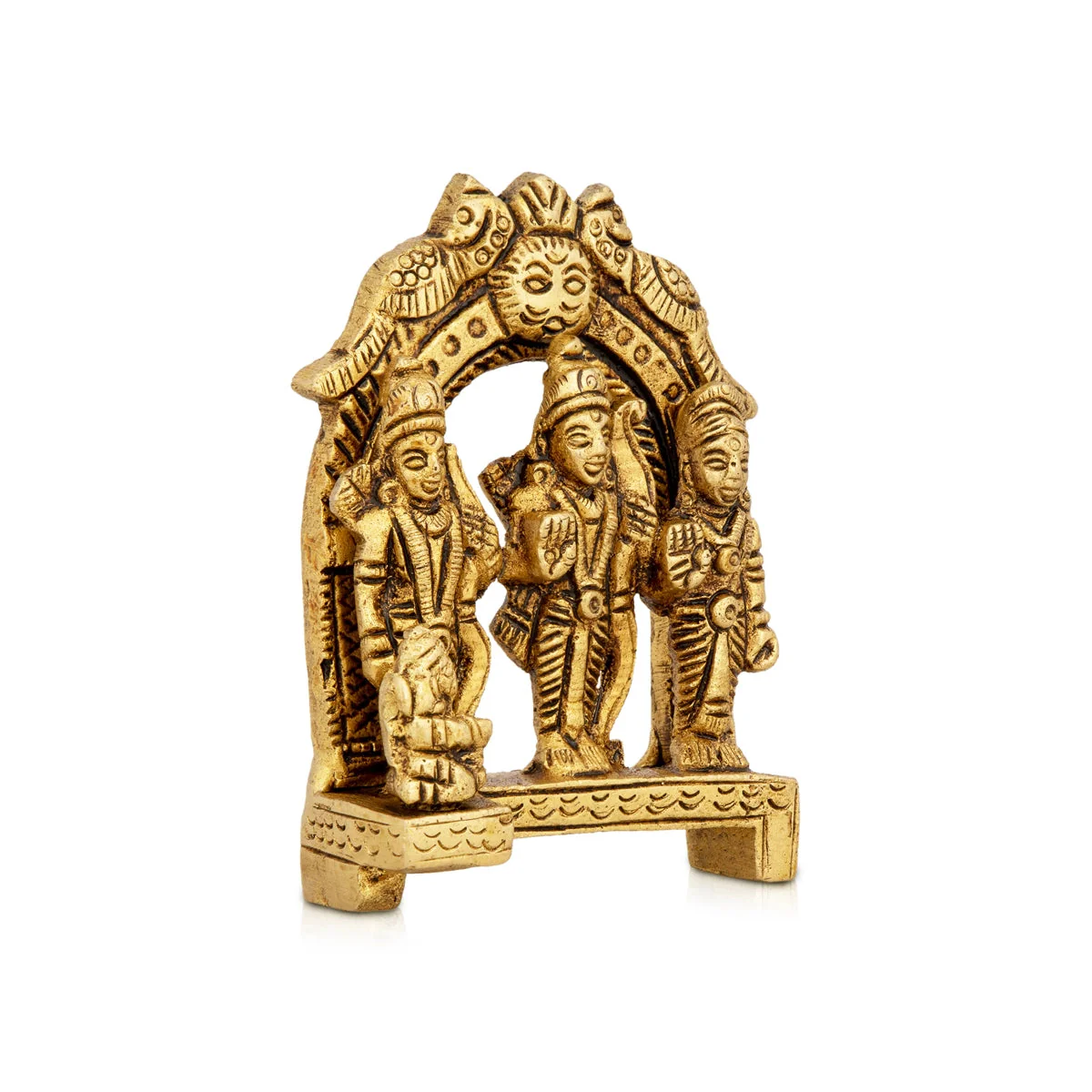Ram Darbar Murti With Arch - 3 X 2.25 Inches | Ram Darbar Idol/ Antique Brass Idol For Pooja Room - Image 3