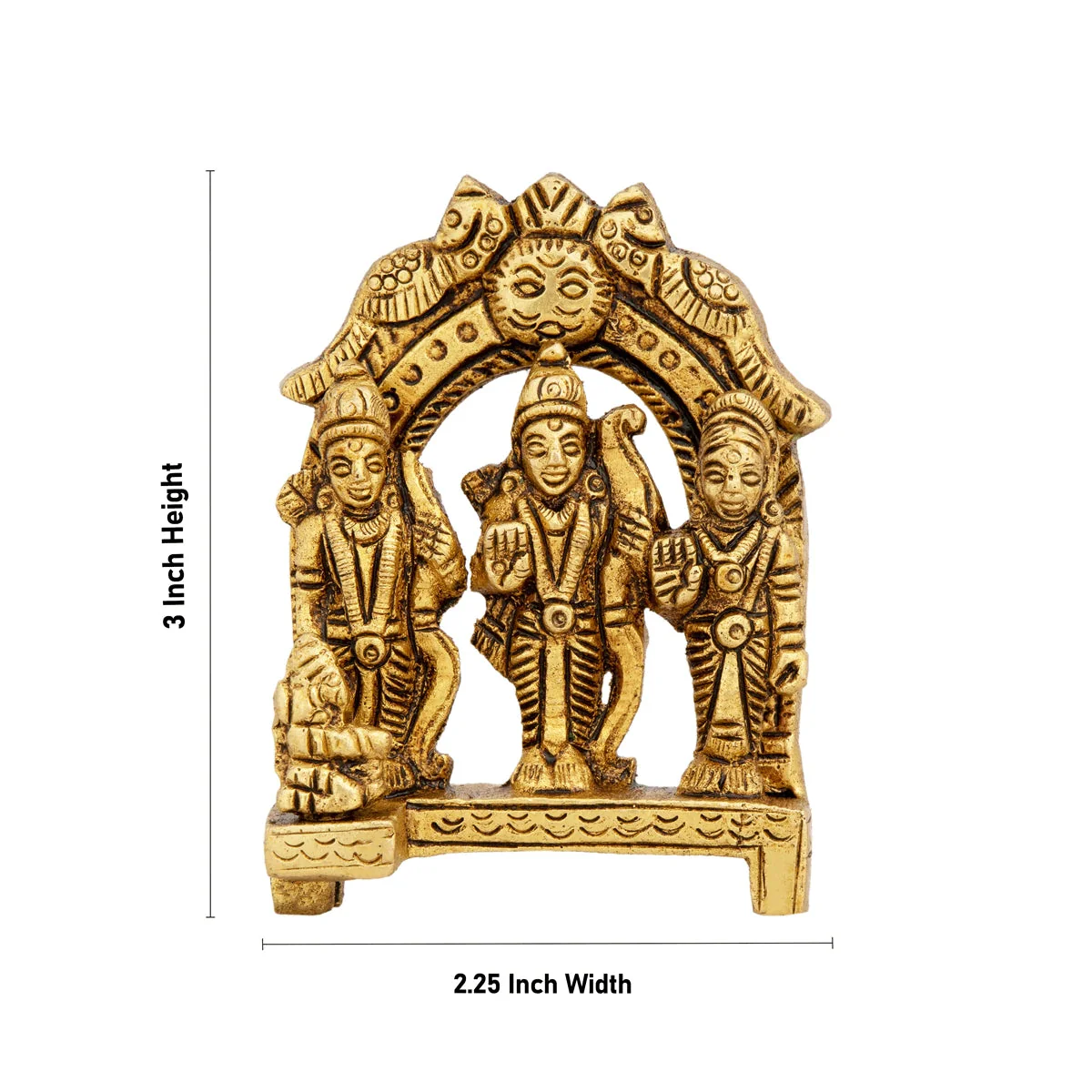 Ram Darbar Murti With Arch - 3 X 2.25 Inches | Ram Darbar Idol/ Antique Brass Idol For Pooja Room - Image 4