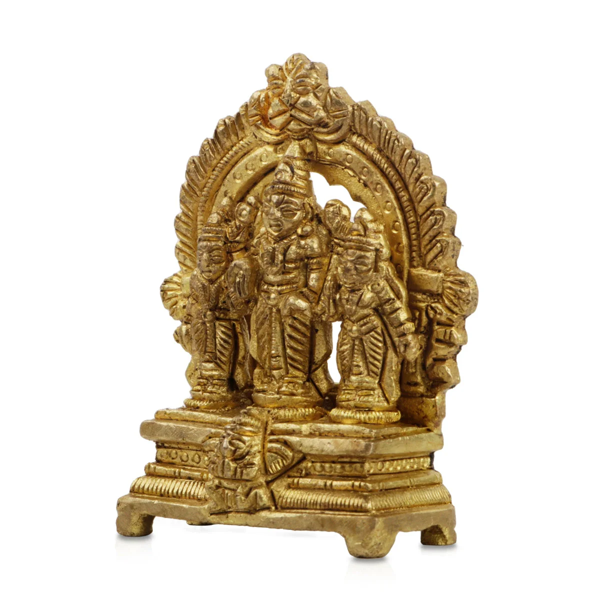 Ram Darbar Murti With Arch - 3 x 2 Inches | Antique Brass Idol/ Ram Darbar Statue With Base for Worship - Image 2