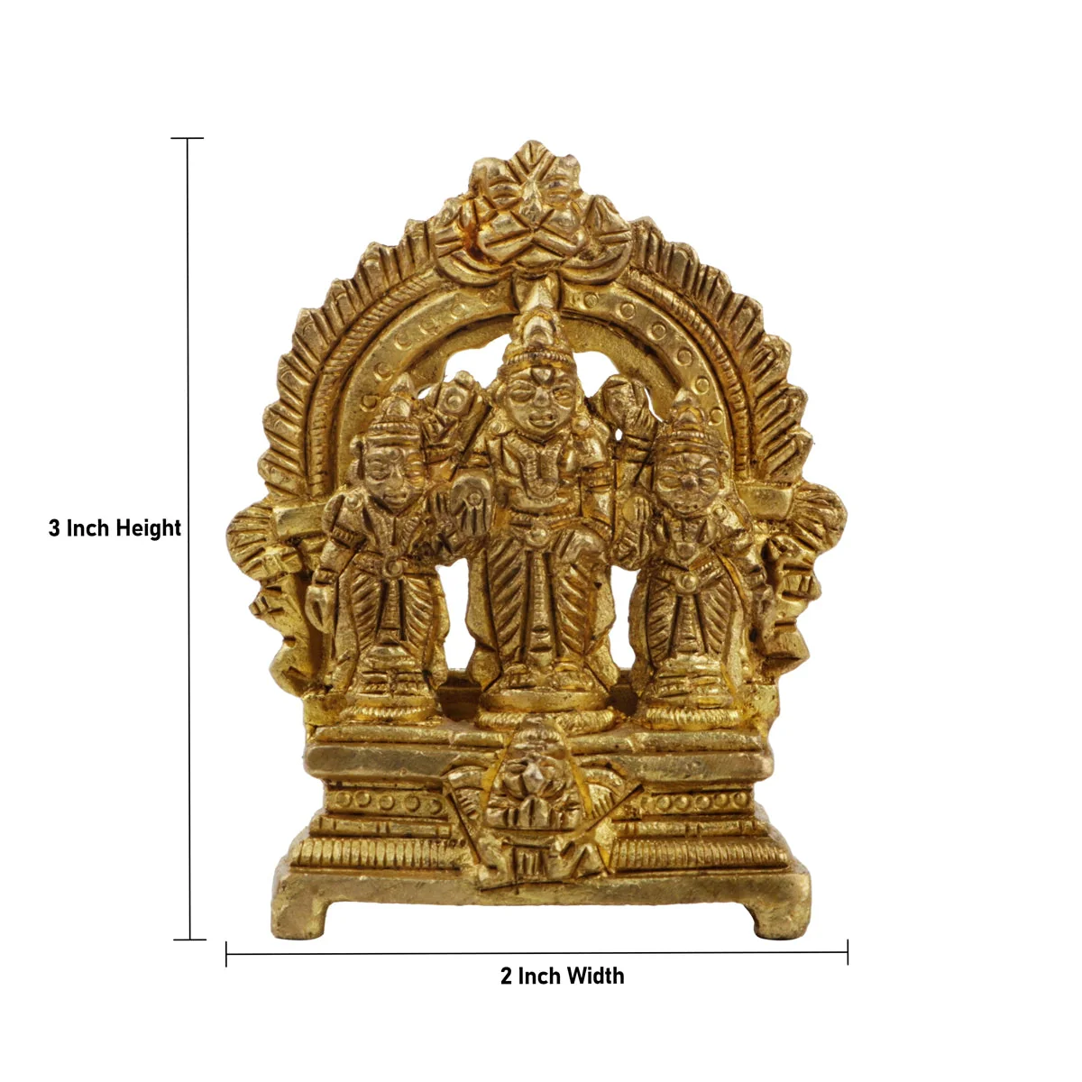 Ram Darbar Murti With Arch - 3 x 2 Inches | Antique Brass Idol/ Ram Darbar Statue With Base for Worship - Image 5
