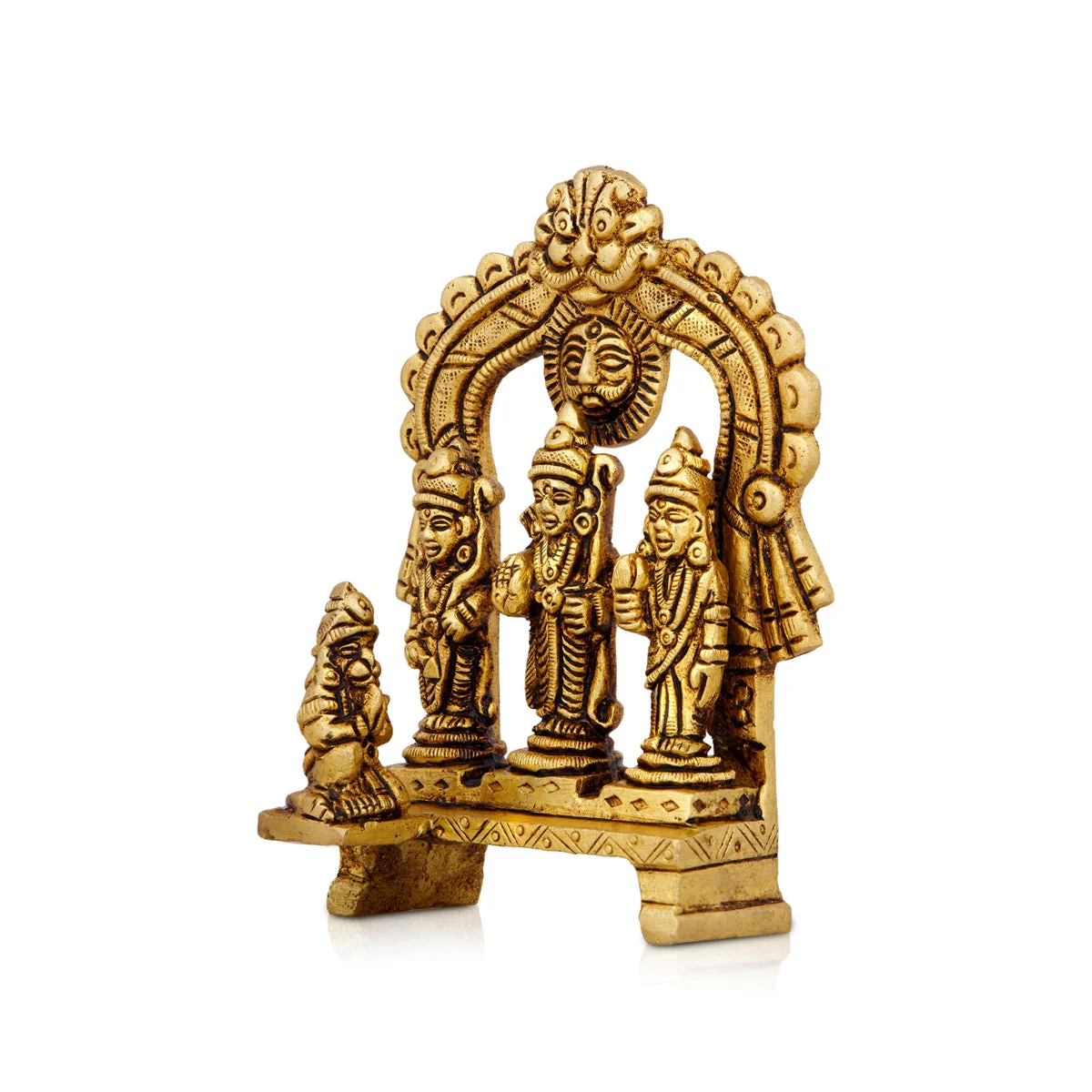 Ram Darbar Murti with Arch - 4 x 2.5 Inches | Antique Brass Statue/ Ram Darbar Idol for Pooja/ 310 Gms Approx - Image 2