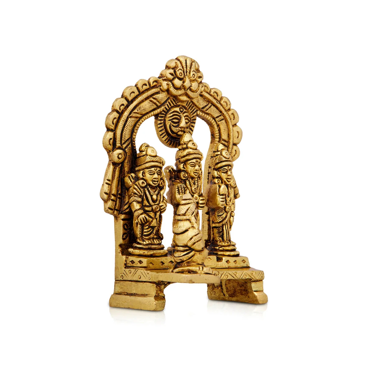Ram Darbar Murti with Arch - 4 x 2.5 Inches | Antique Brass Statue/ Ram Darbar Idol for Pooja/ 310 Gms Approx - Image 3