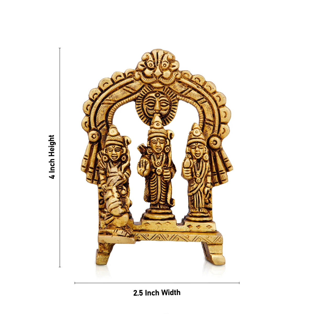 Ram Darbar Murti with Arch - 4 x 2.5 Inches | Antique Brass Statue/ Ram Darbar Idol for Pooja/ 310 Gms Approx - Image 4
