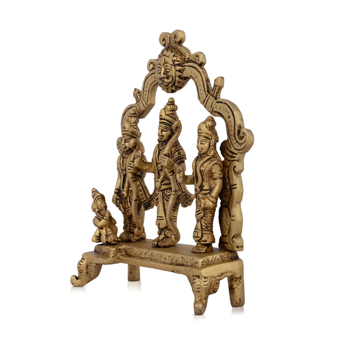 Ram Darbar Murti with Arch - 7 x 5.5 Inches | Antique Brass Ram Darbar Statue for Pooja/ 1.092 Kgs Approx - Image 3