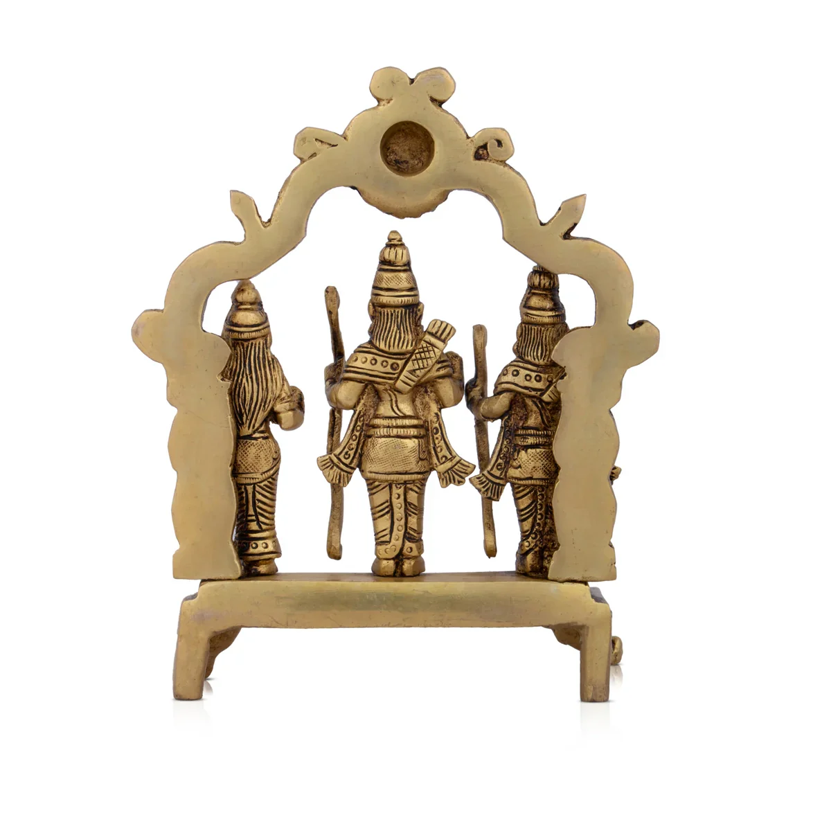 Ram Darbar Murti with Arch - 7 x 5.5 Inches | Antique Brass Ram Darbar Statue for Pooja/ 1.092 Kgs Approx - Image 4