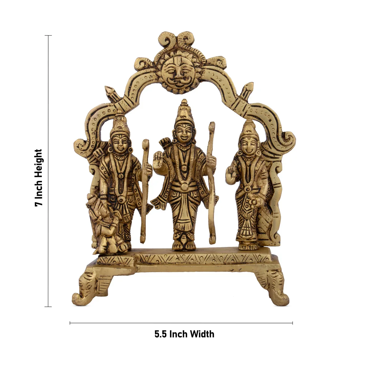 Ram Darbar Murti with Arch - 7 x 5.5 Inches | Antique Brass Ram Darbar Statue for Pooja/ 1.092 Kgs Approx - Image 5