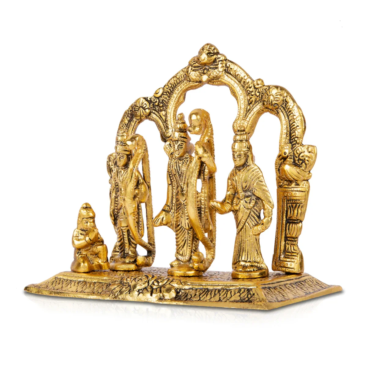Ram Darbar Murti with Arch - 7 x 8 Inches | Aluminium Gold Polish Ram Darbar Statue for Pooja/ 530 Gms Approx - Image 3