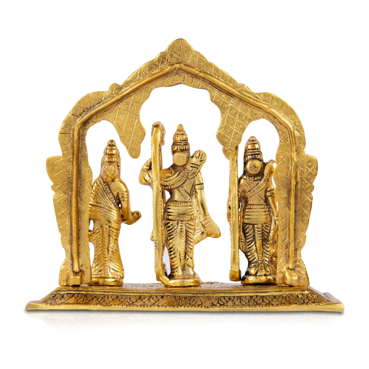 Ram Darbar Murti with Arch - 7 x 8 Inches | Aluminium Gold Polish Ram Darbar Statue for Pooja/ 530 Gms Approx - Image 4