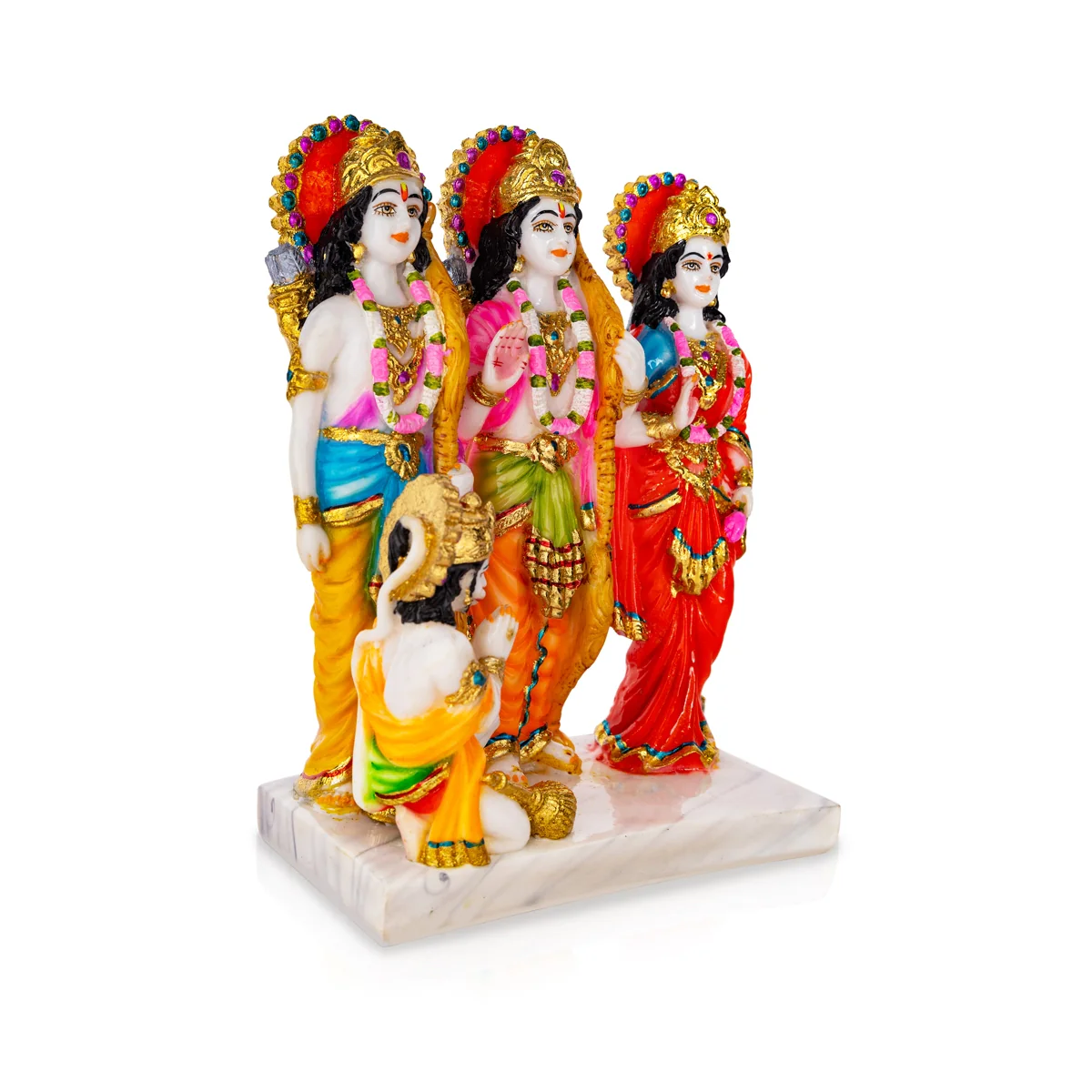 Ram Darbar Murti With Base - 11 X 8.5 Inches | Marble Dust Murti/ Coloured Ram Darbar Idol For Worship - Image 5