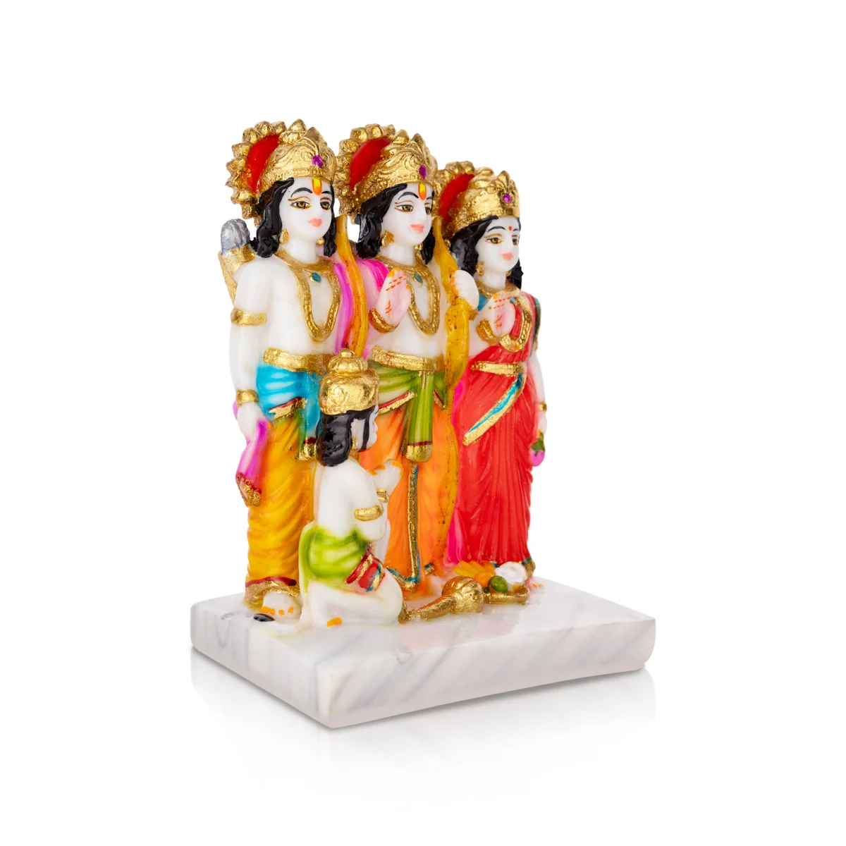 Ram Darbar Murti With Base - 8 X 6.5 Inches | Marble Dust Murti/ Coloured Ram Darbar Idol For Worship & Gifting - Image 2