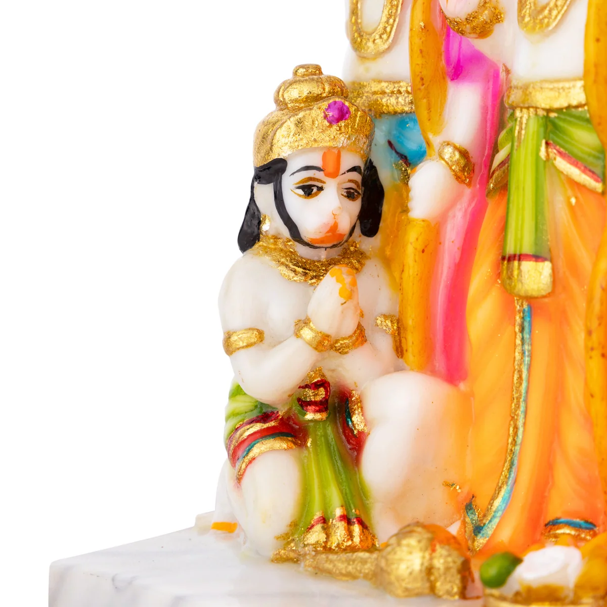 Ram Darbar Murti With Base - 8 X 6.5 Inches | Marble Dust Murti/ Coloured Ram Darbar Idol For Worship & Gifting - Image 4