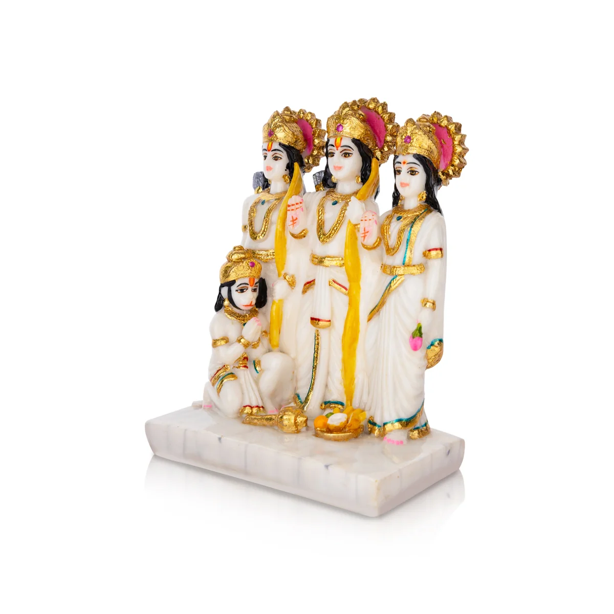 Ram Darbar Murti With Base - 8 X 6 Inches | Marble Dust Murti/ Ram Darbar Idol For Worship And Gifting - Image 3