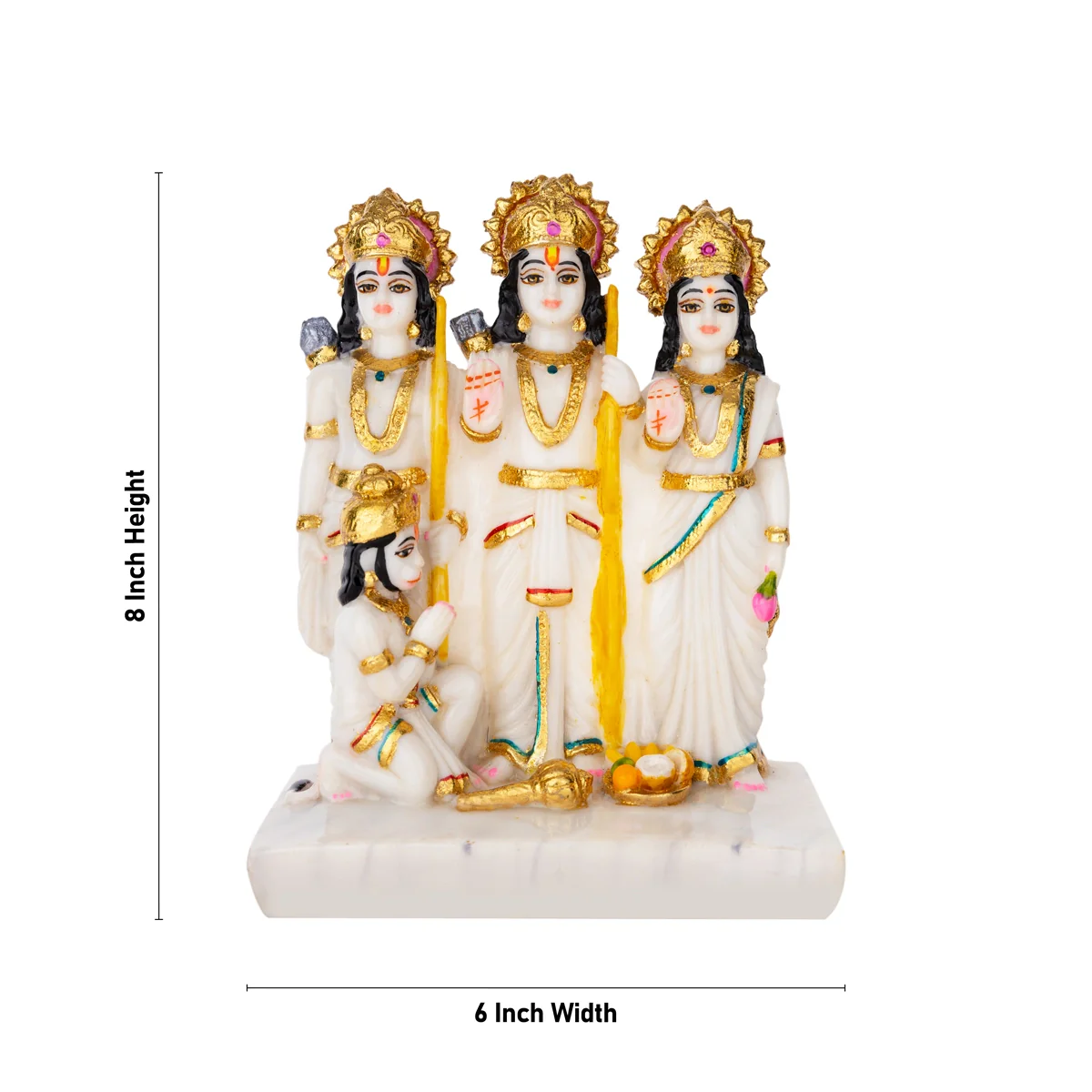 Ram Darbar Murti With Base - 8 X 6 Inches | Marble Dust Murti/ Ram Darbar Idol For Worship And Gifting - Image 5