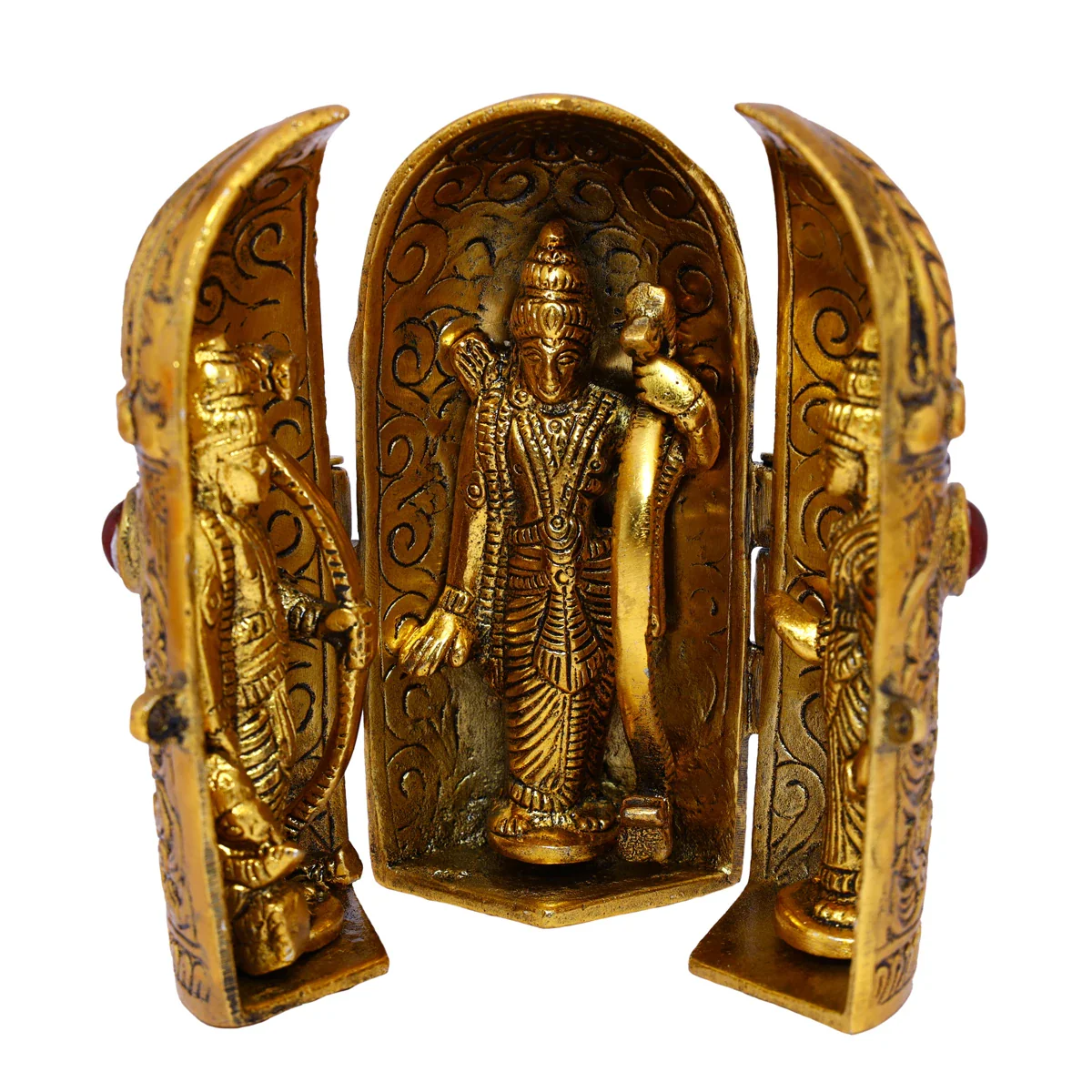 Ram Darbar Murti - 6 x 5.5 Inches | Folding Type Ram Darbar Idol/ Aluminium Ramar Darbar Statue for Pooja - Image 2